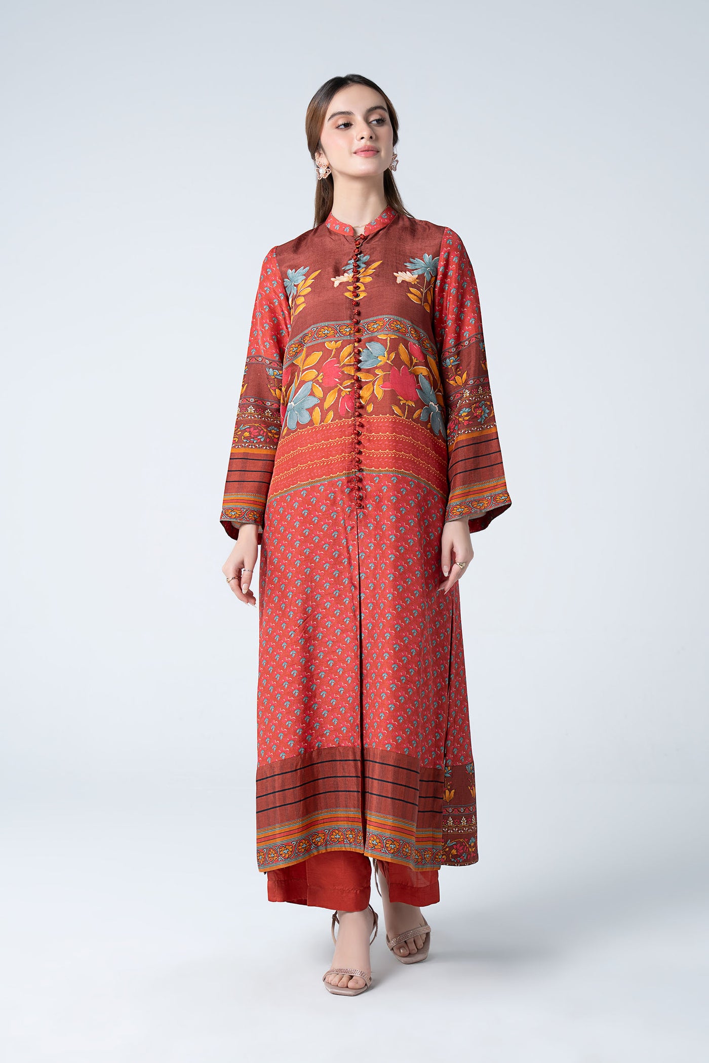 2 Pc Embroidered Raw Silk Suit