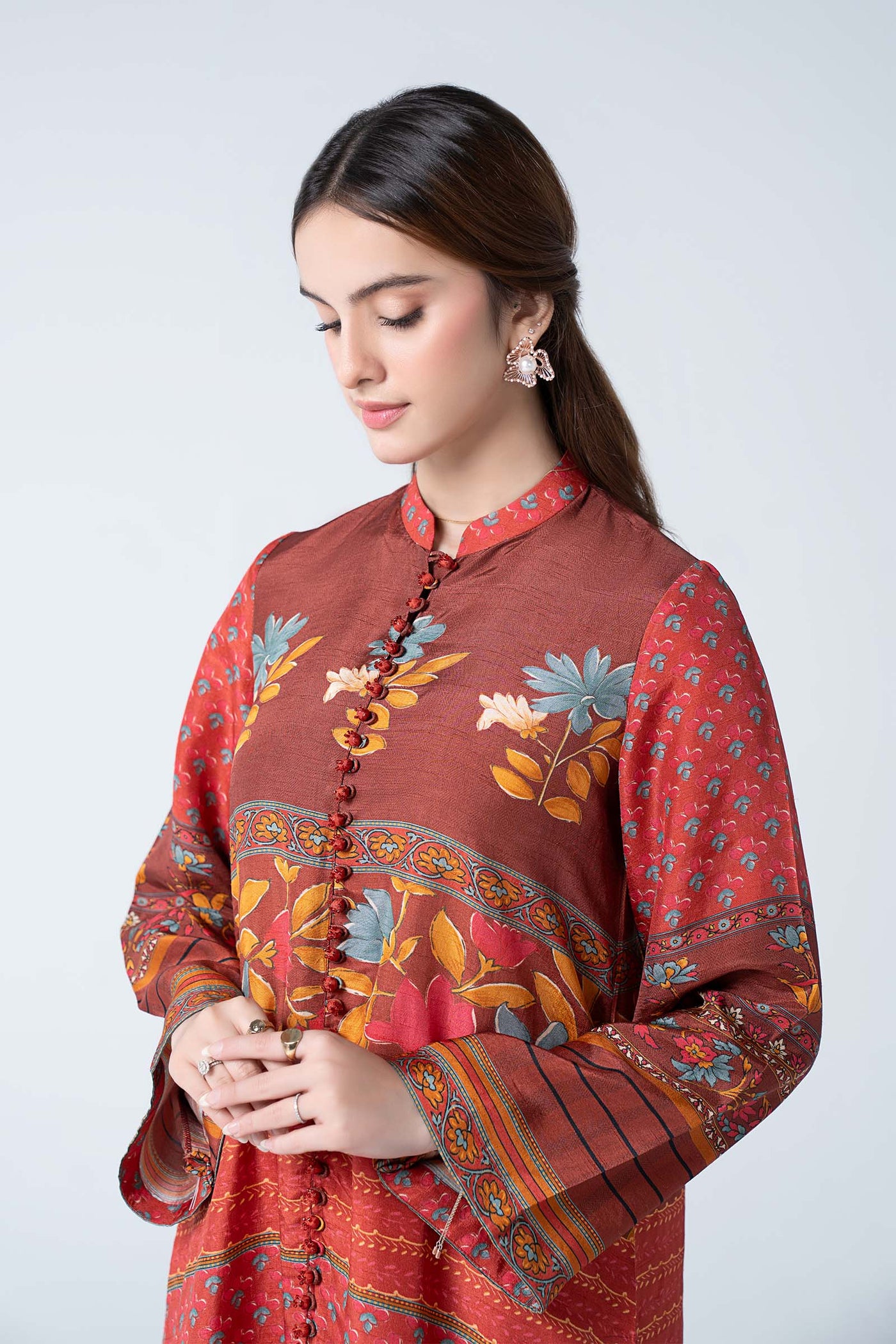 2 Pc Embroidered Raw Silk Suit