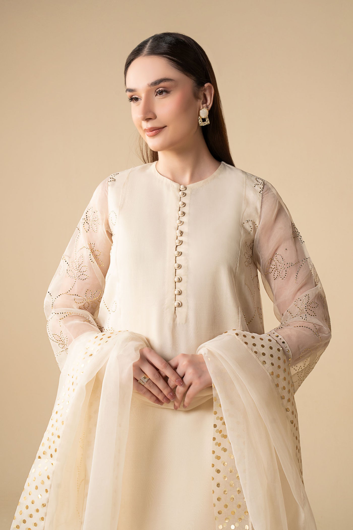 3 Pc Embellished Organza Suit