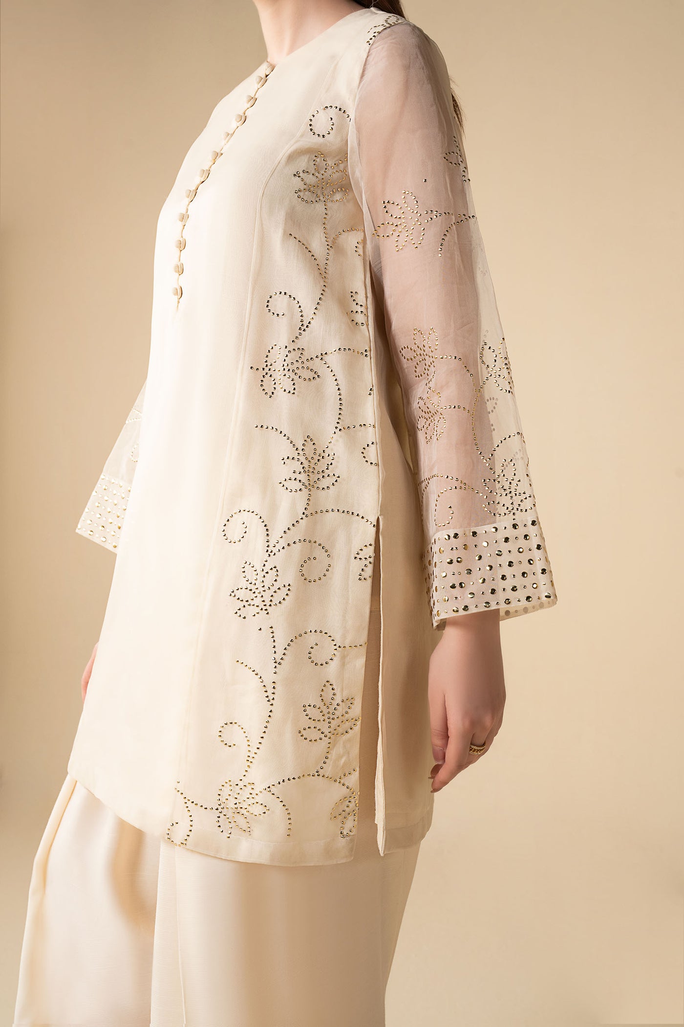 3 Pc Embellished Organza Suit