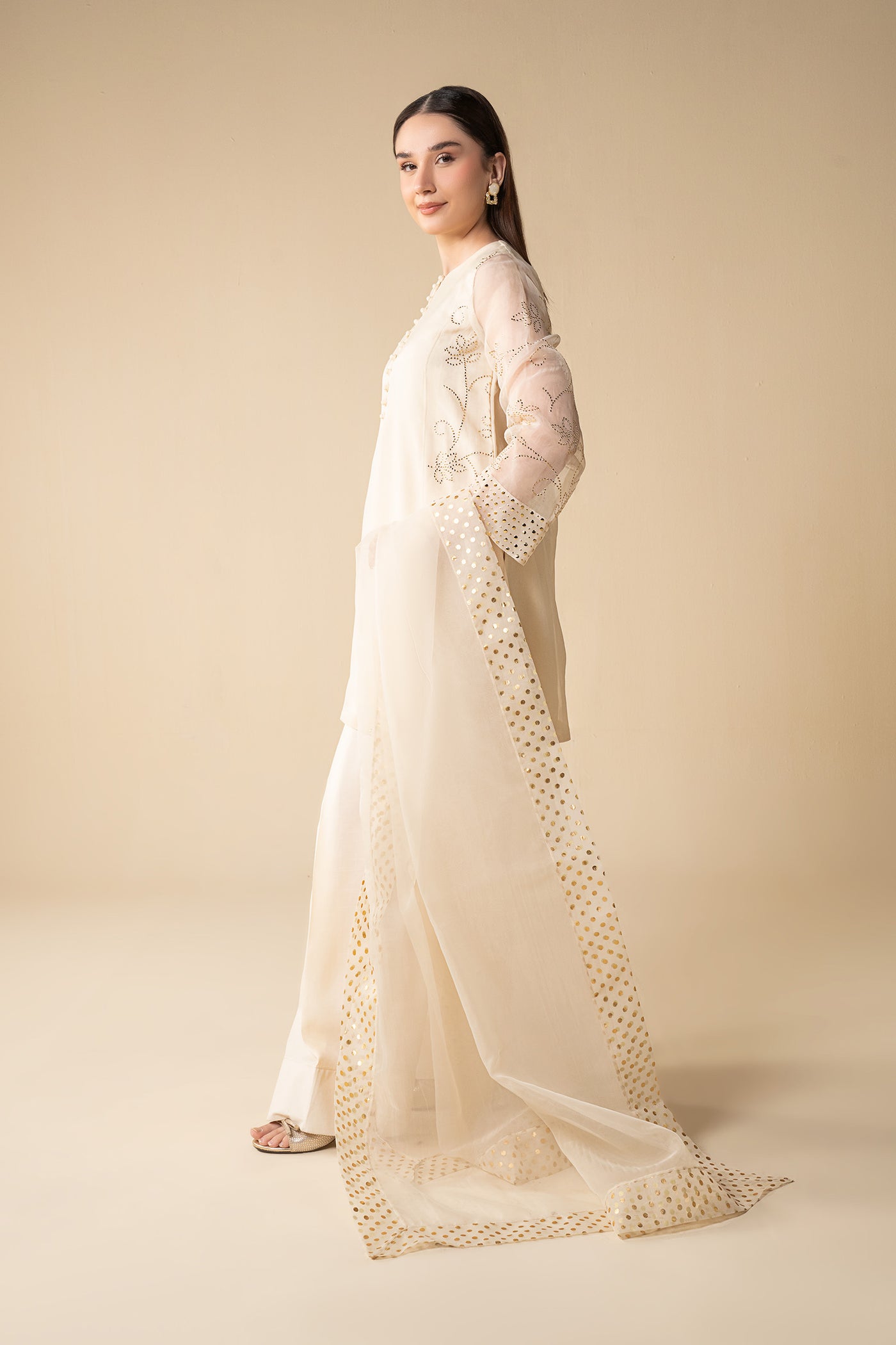 3 Pc Embellished Organza Suit