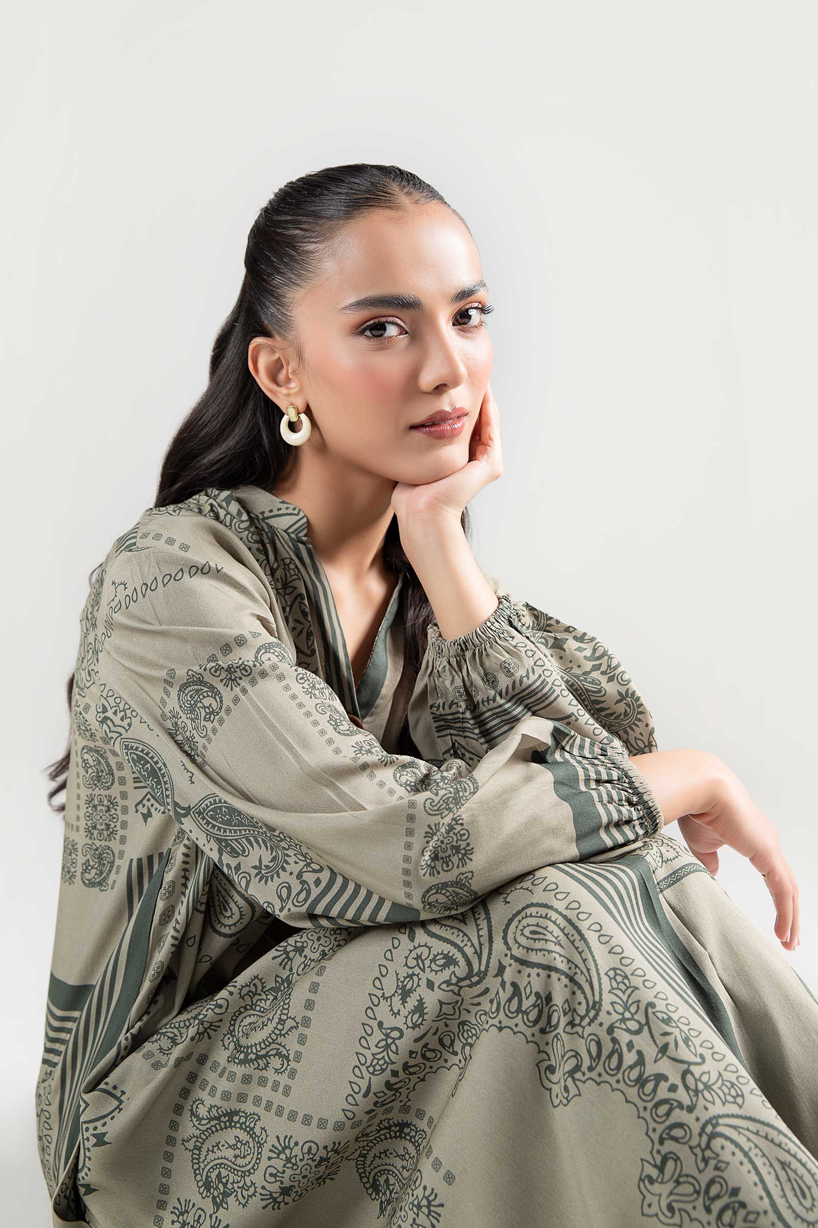 2 Pc Printed Twill Suit