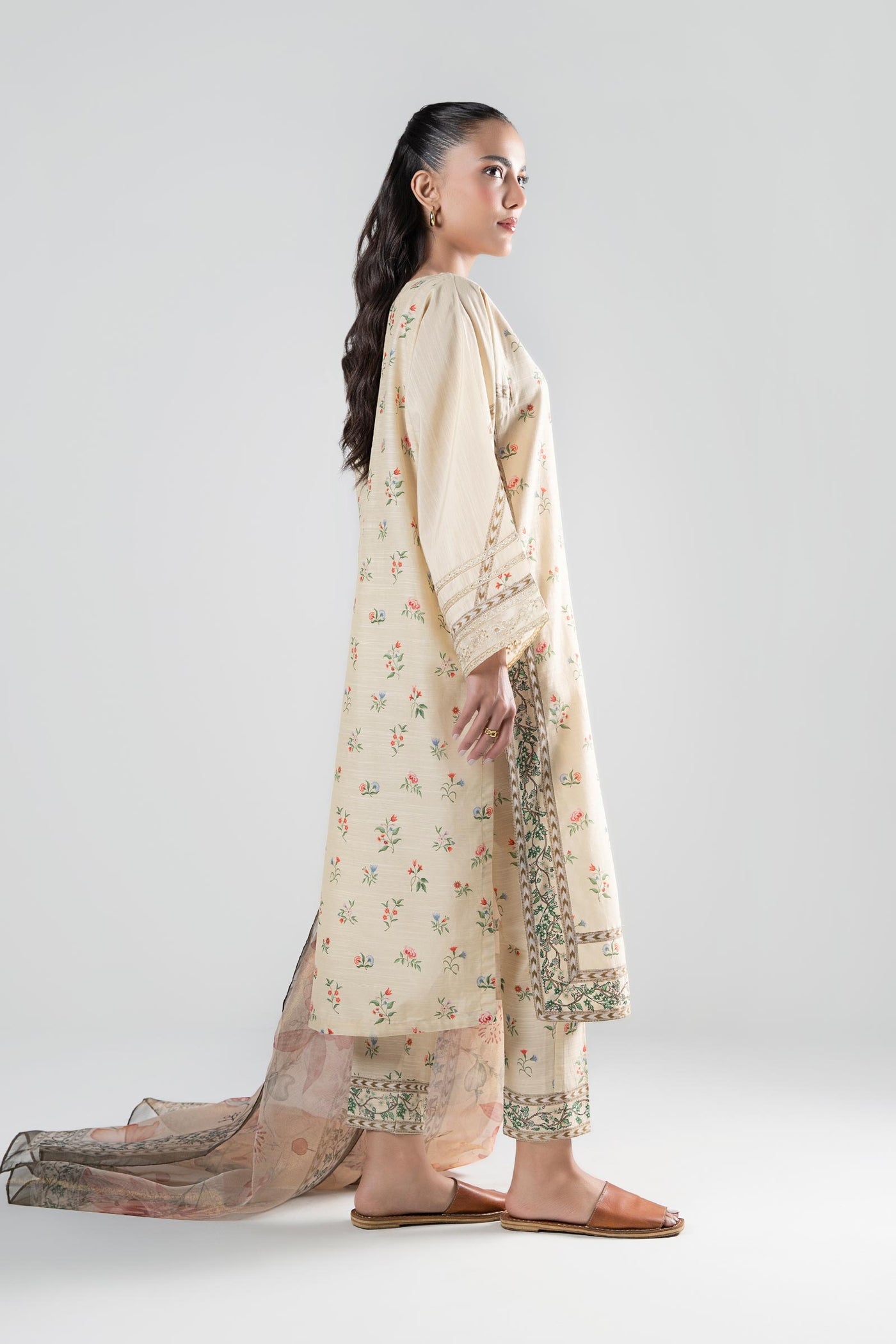 3 Pc Printed Slub Suit