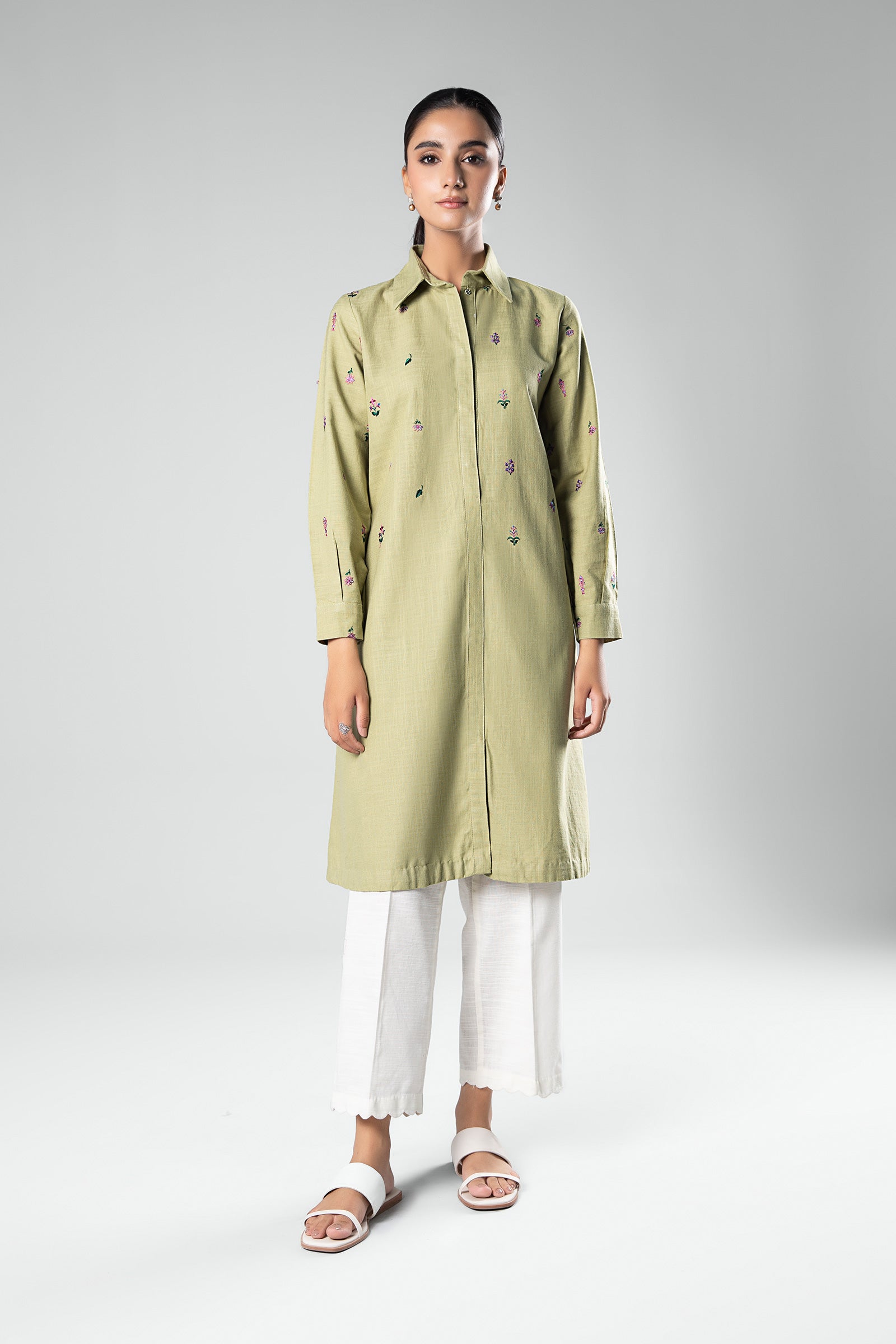 Embroidered Crosshatch Slub Tunic