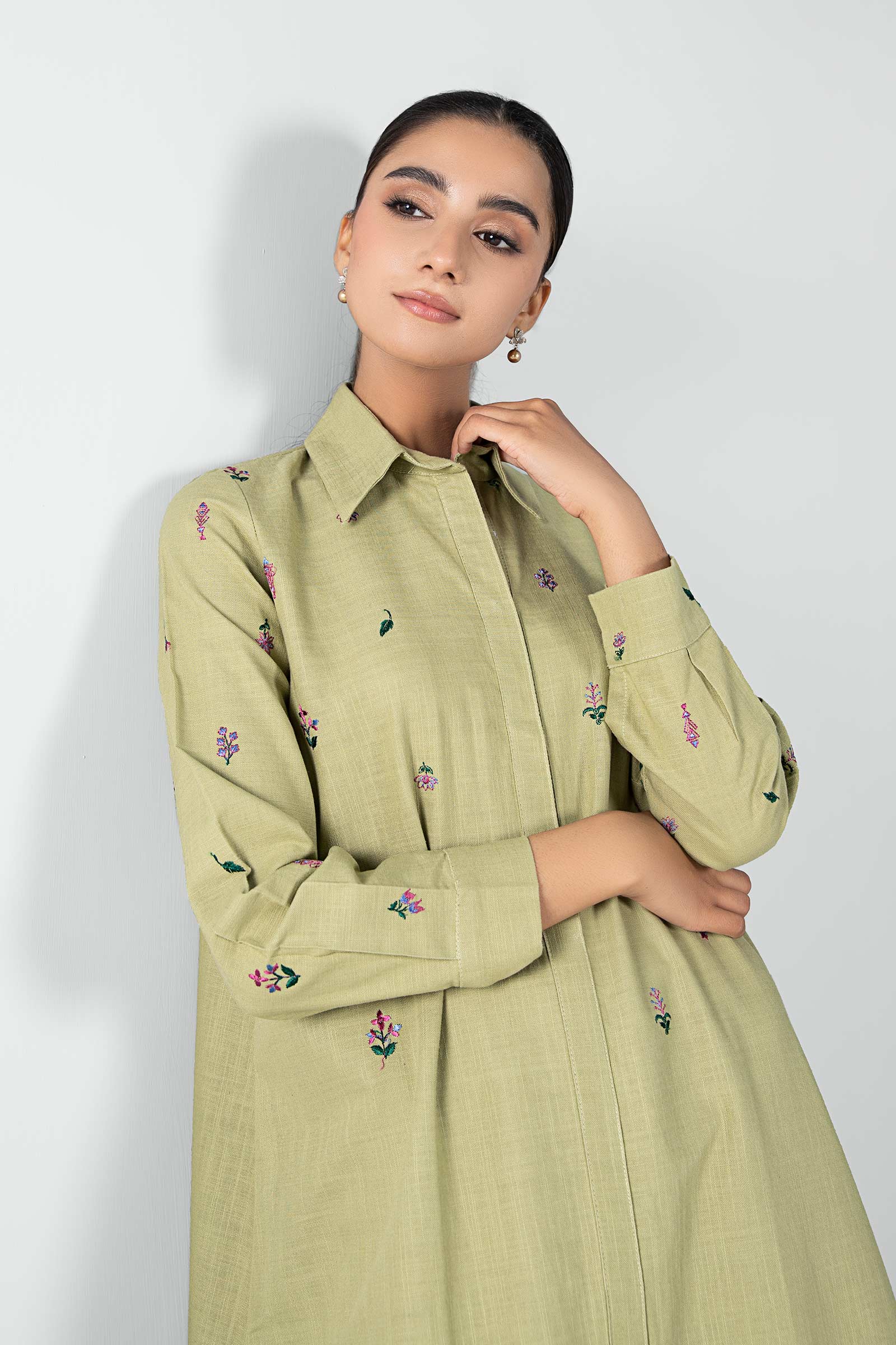 Embroidered Crosshatch Slub Tunic