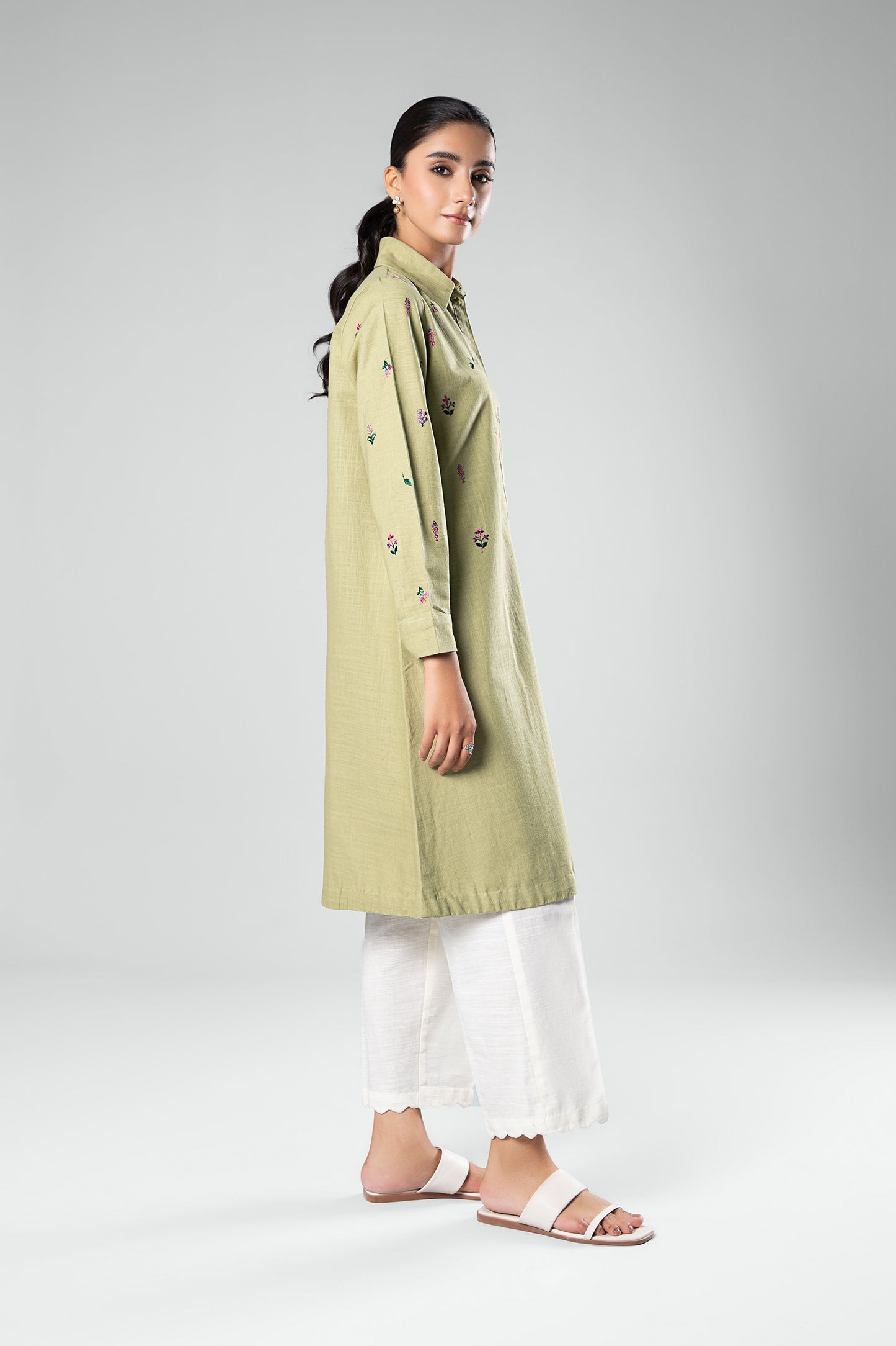 Embroidered Crosshatch Slub Tunic