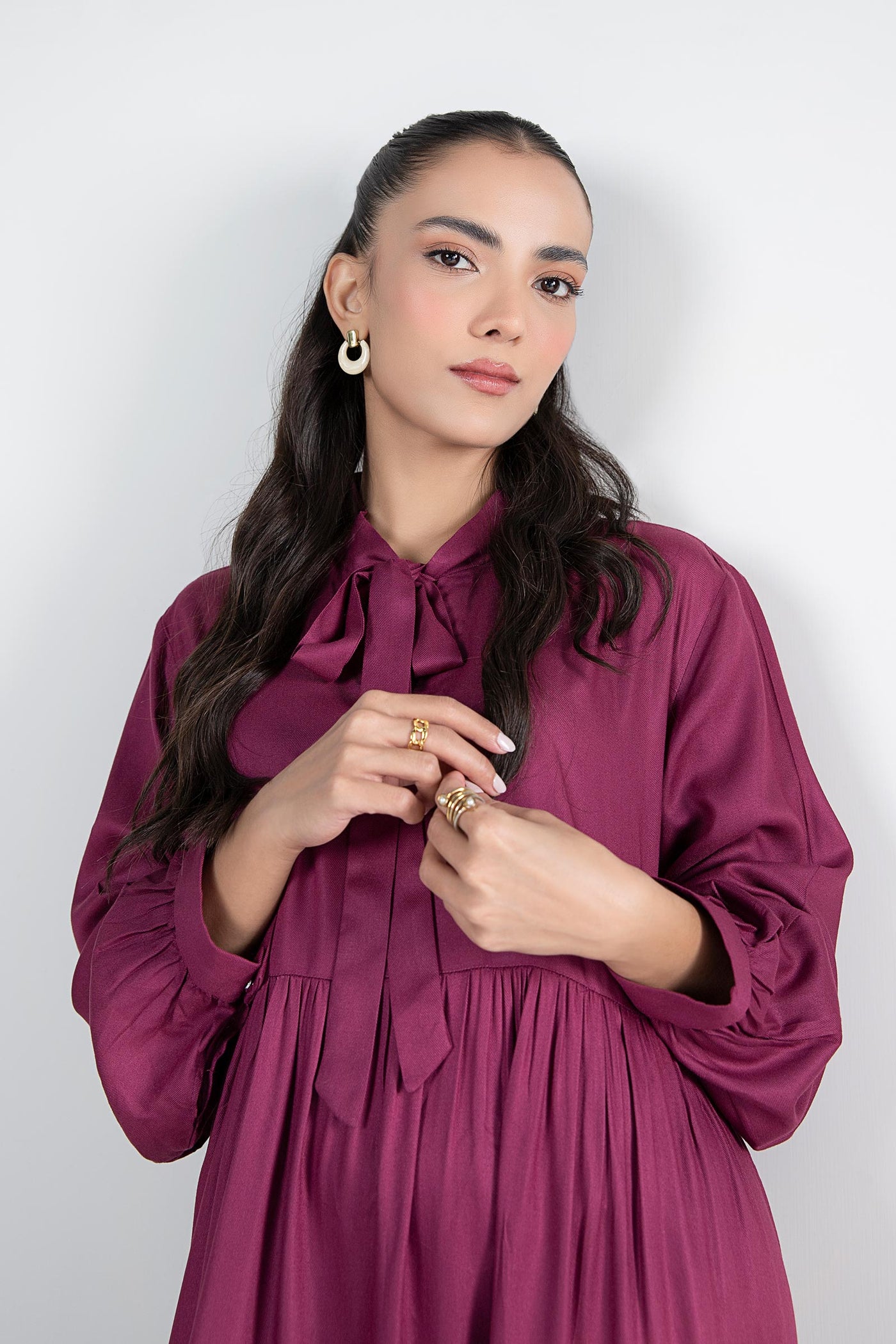 Embroidered Twill Dress