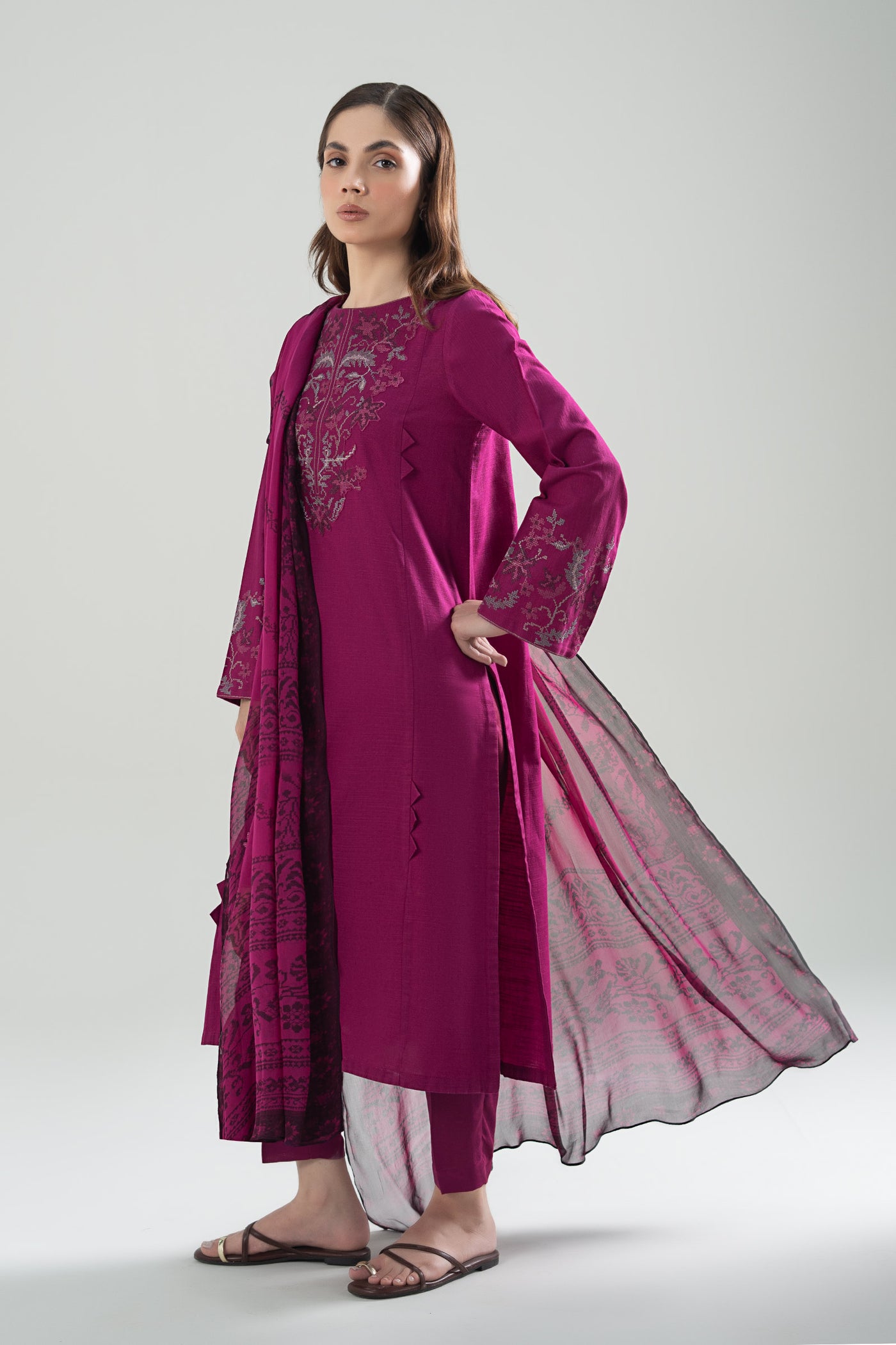 2 Pc Embroidered Khaddar Suit