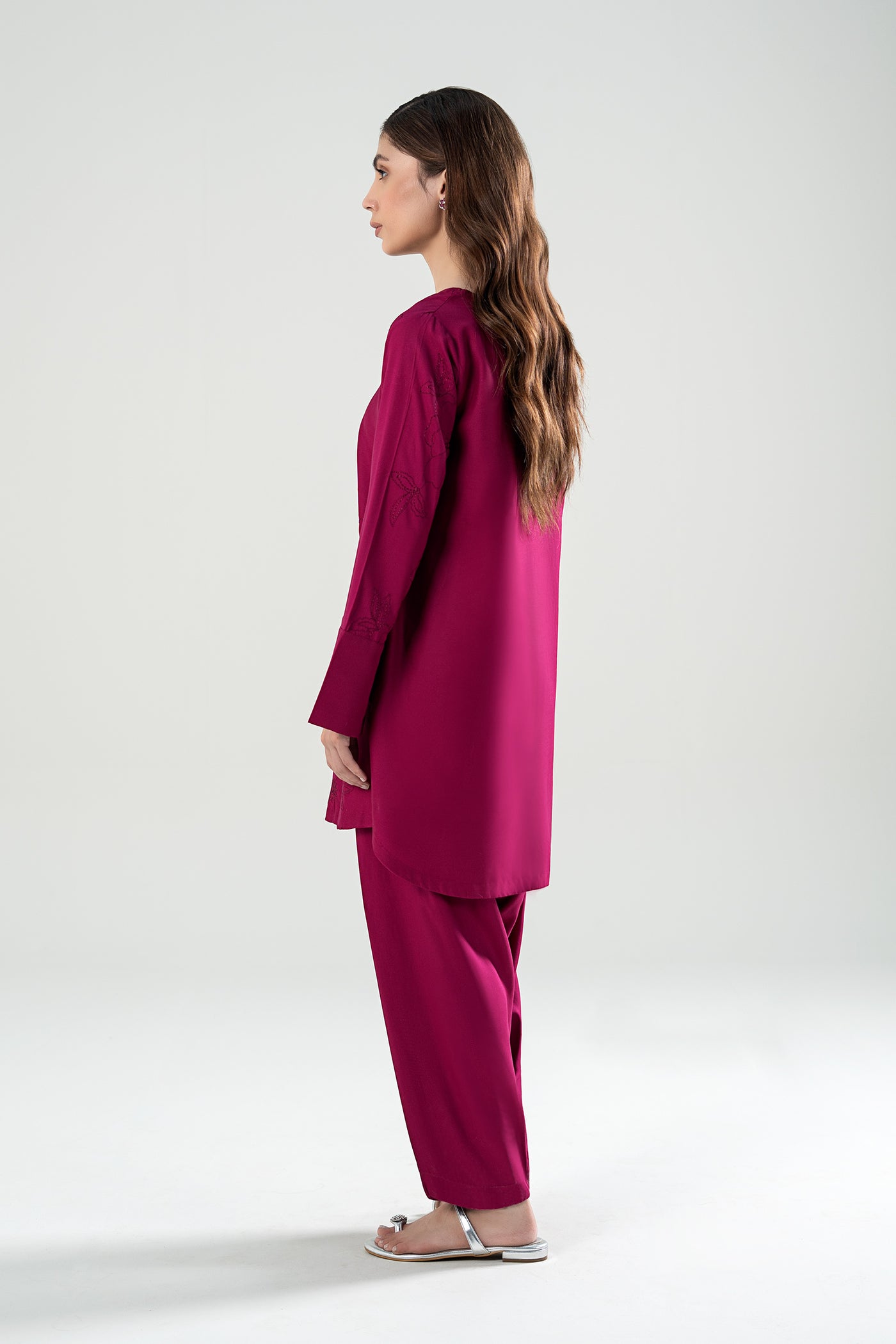 2 Pc Embroidered Linen Suit