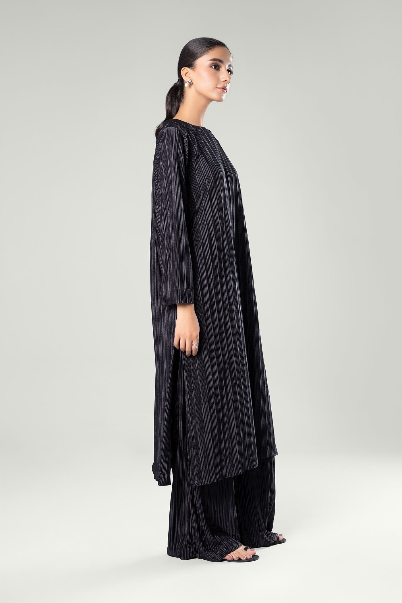 2 Pc Solid Satin Silk Suit