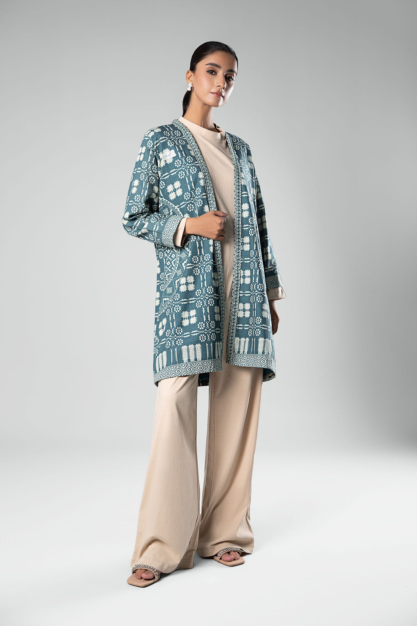 Printed Khaddar Kimono Jacket