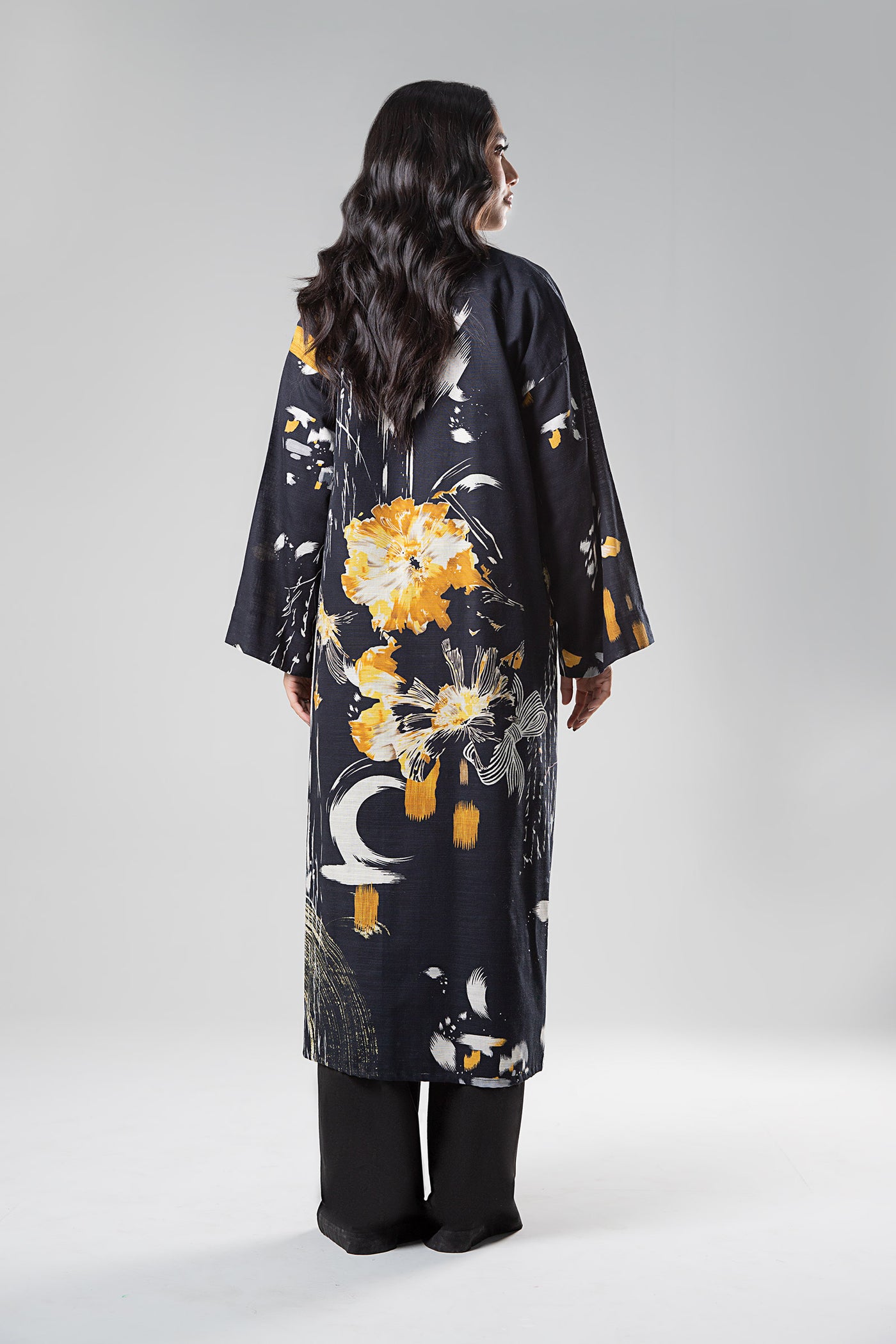 Printed Khaddar Kimono Jacket