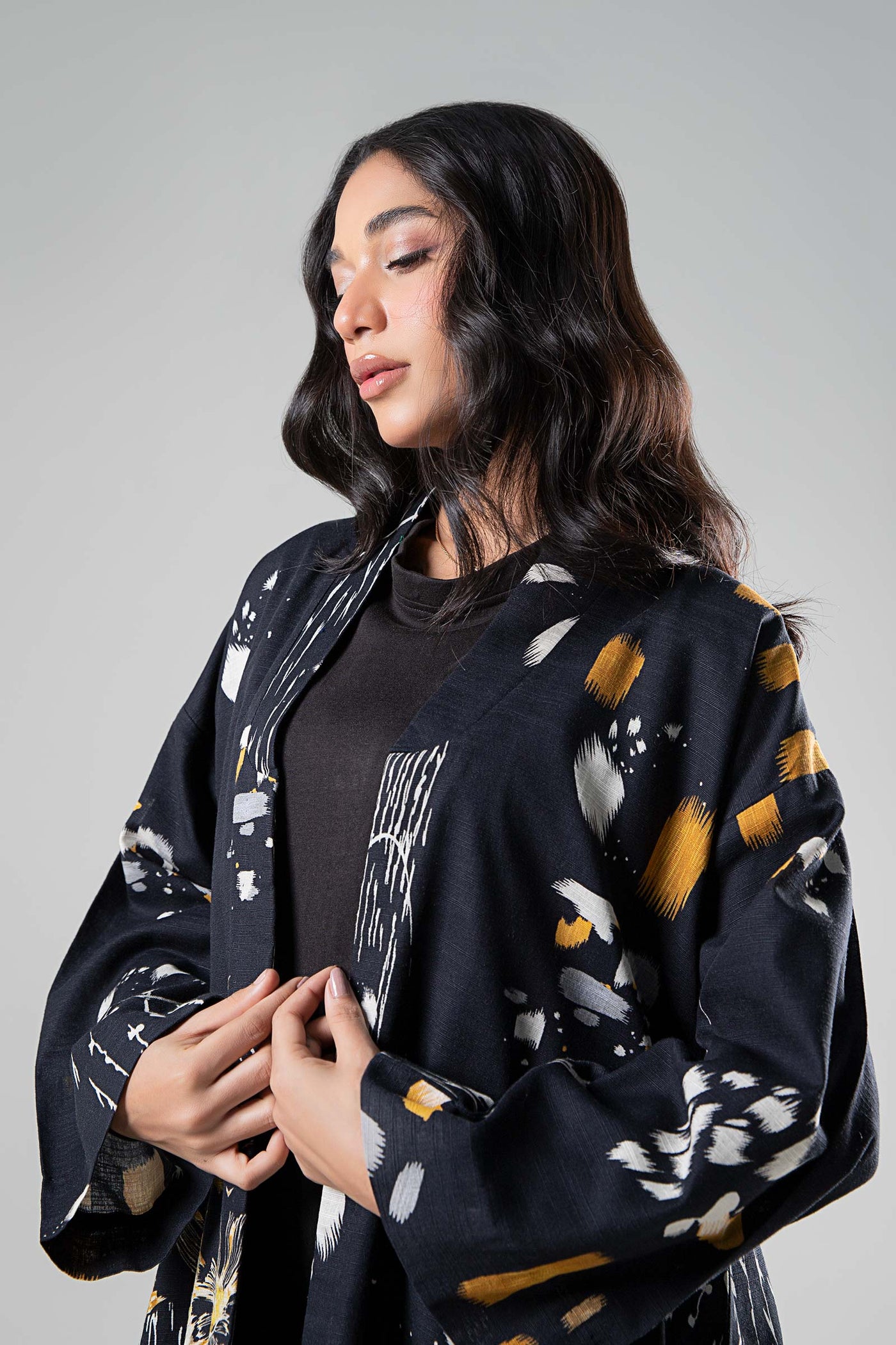 Printed Khaddar Kimono Jacket
