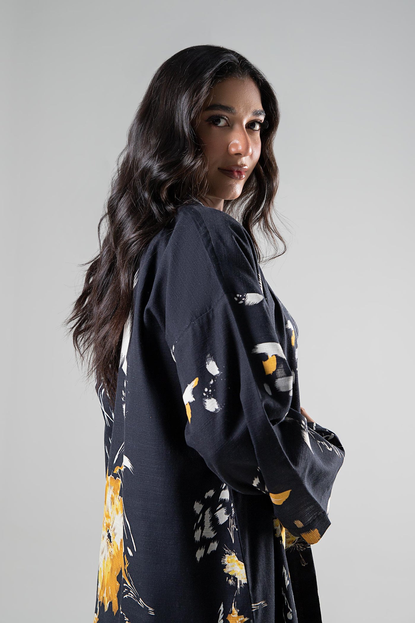 Printed Khaddar Kimono Jacket