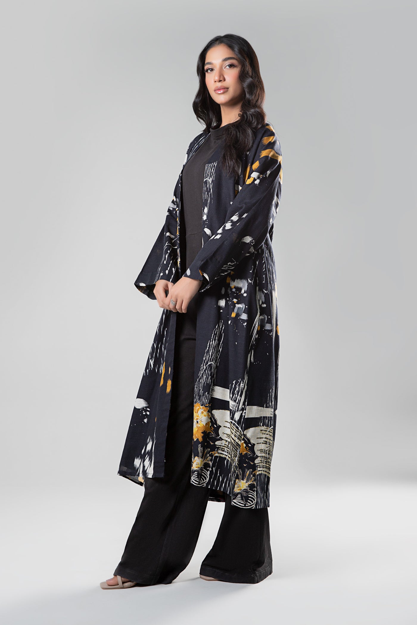 Printed Khaddar Kimono Jacket