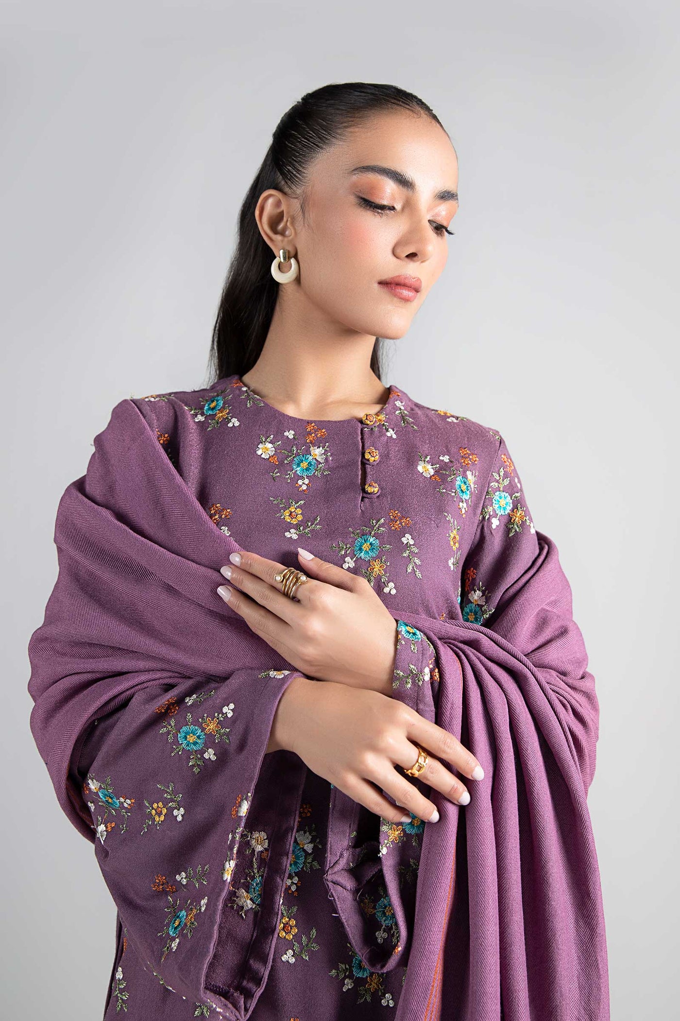 3 Pc Embroidered Wool Suit
