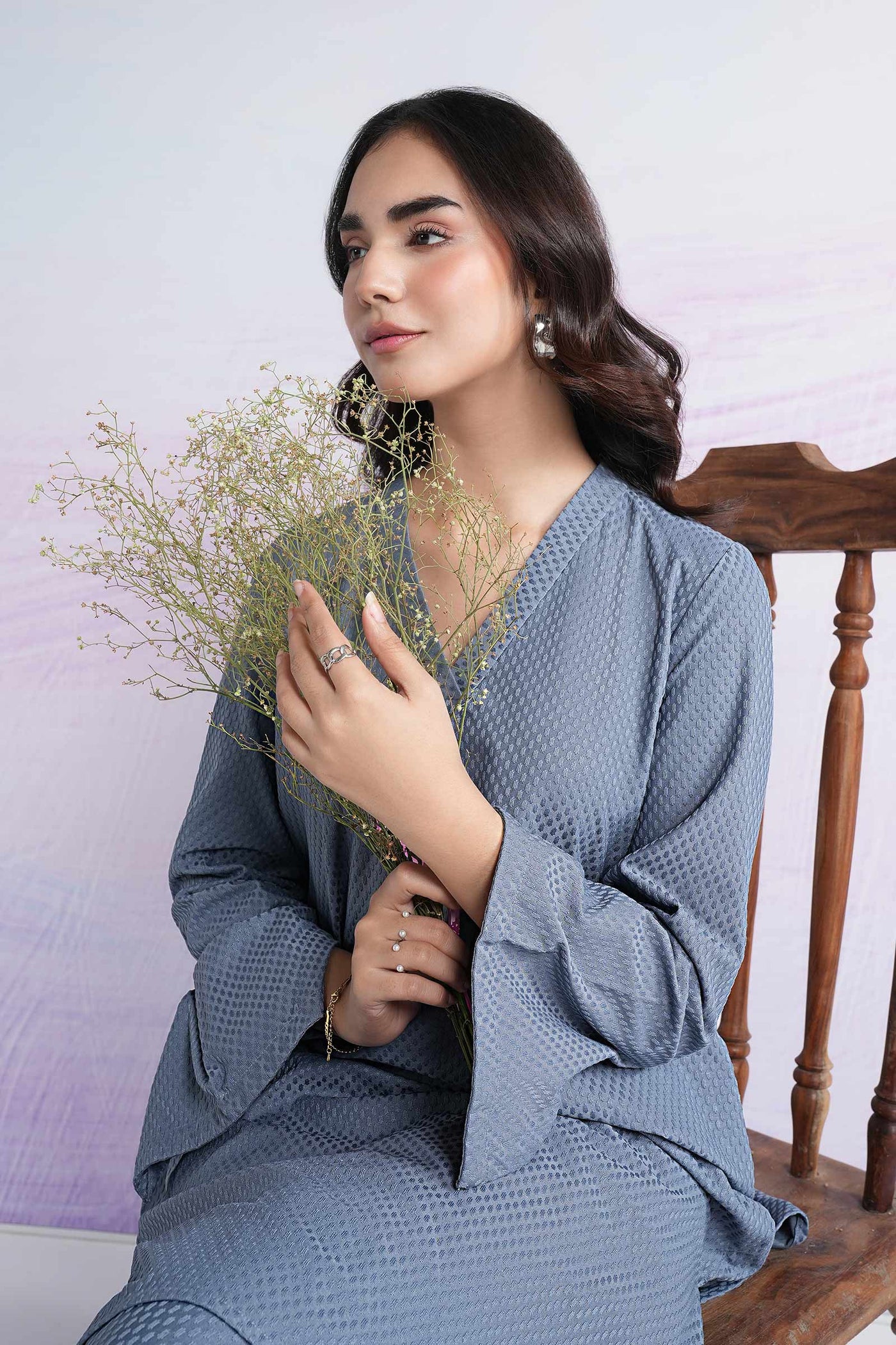 2 Pc Dyed Textured Knit Suit