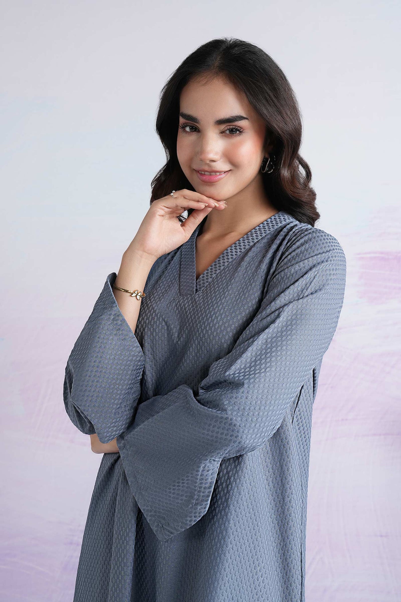 2 Pc Dyed Textured Knit Suit