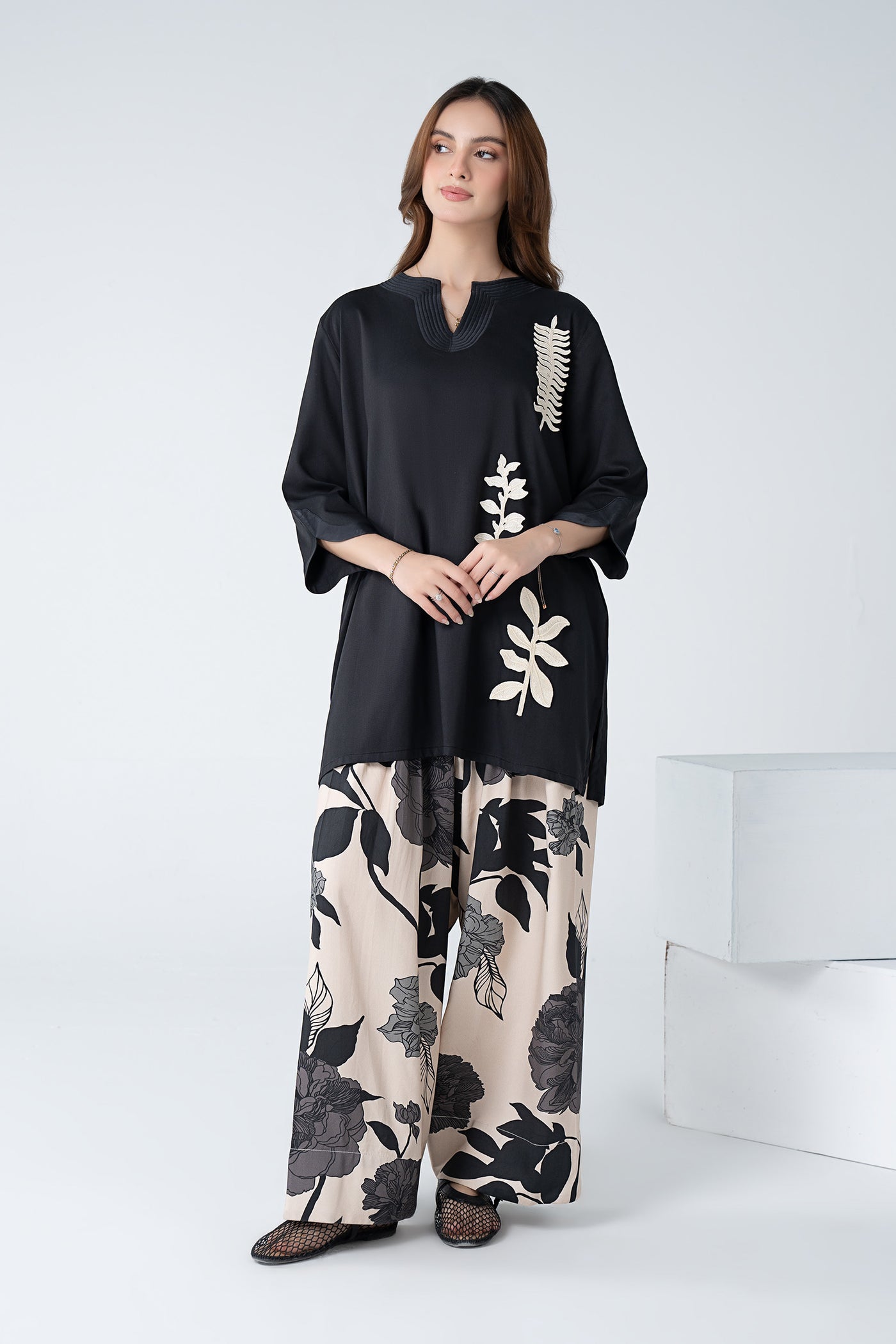 2 Pc Embroidered Twill Suit