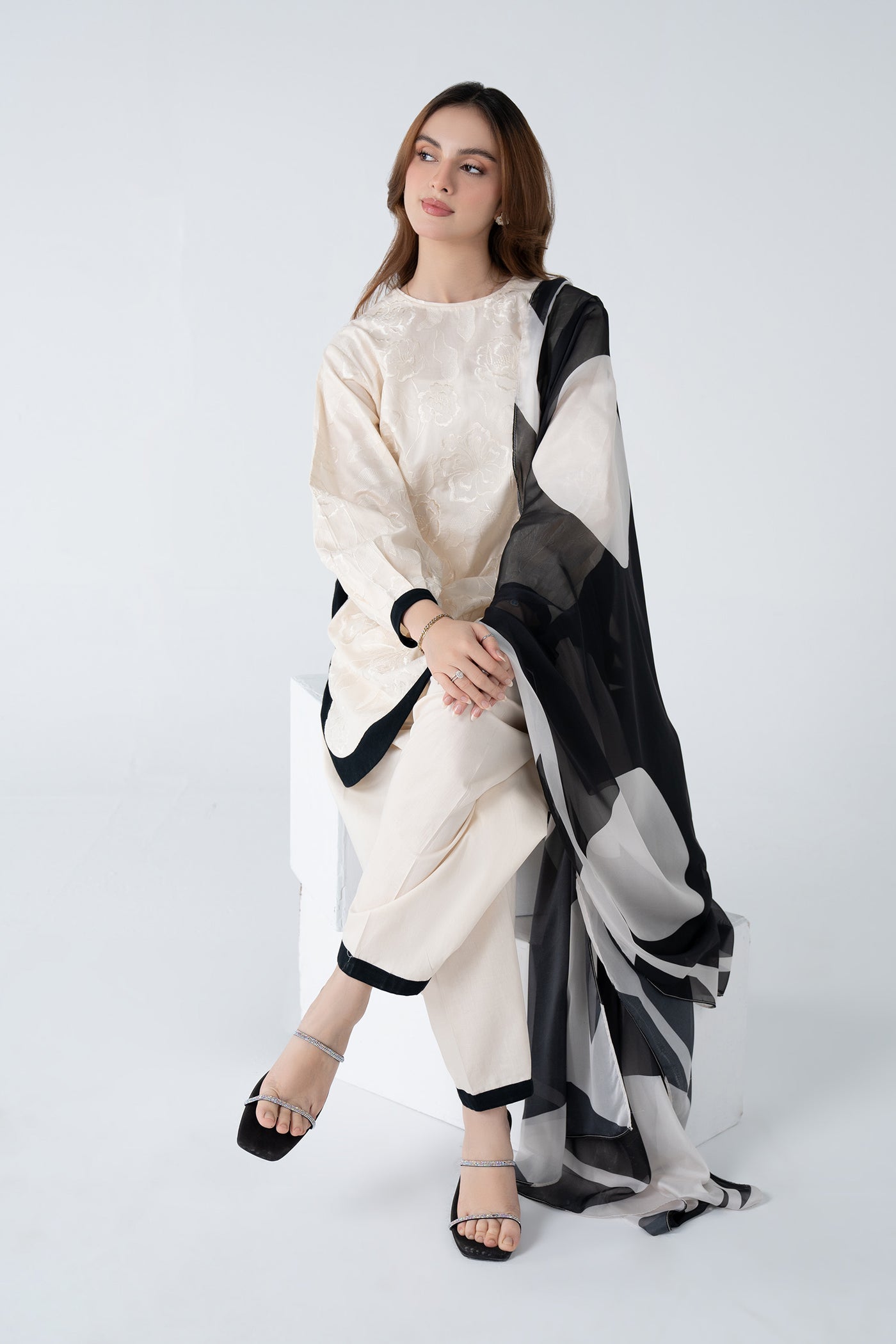 3 Pc Printed Cambric Suit