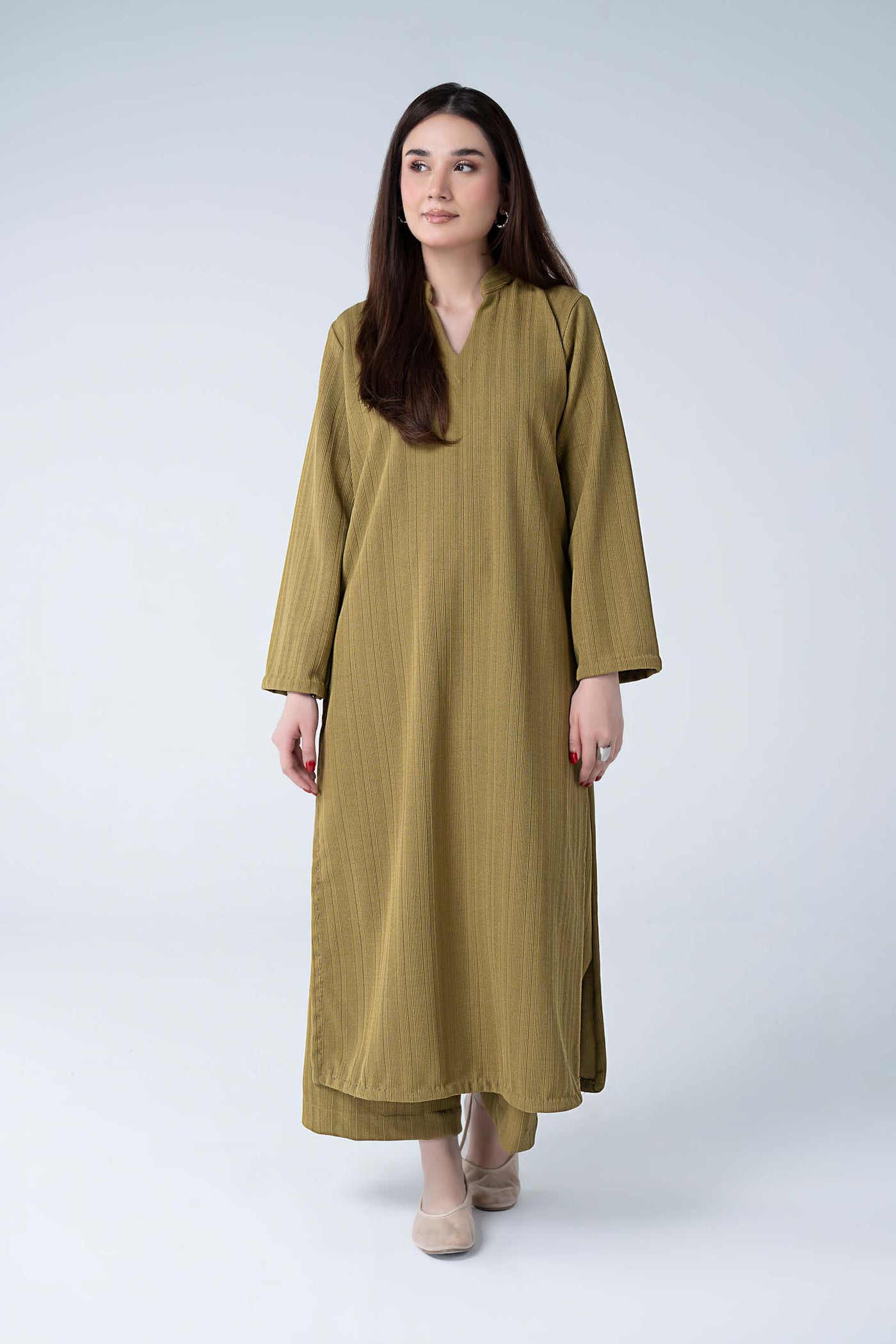 2 Pc Dyed Striped Knitted Suit