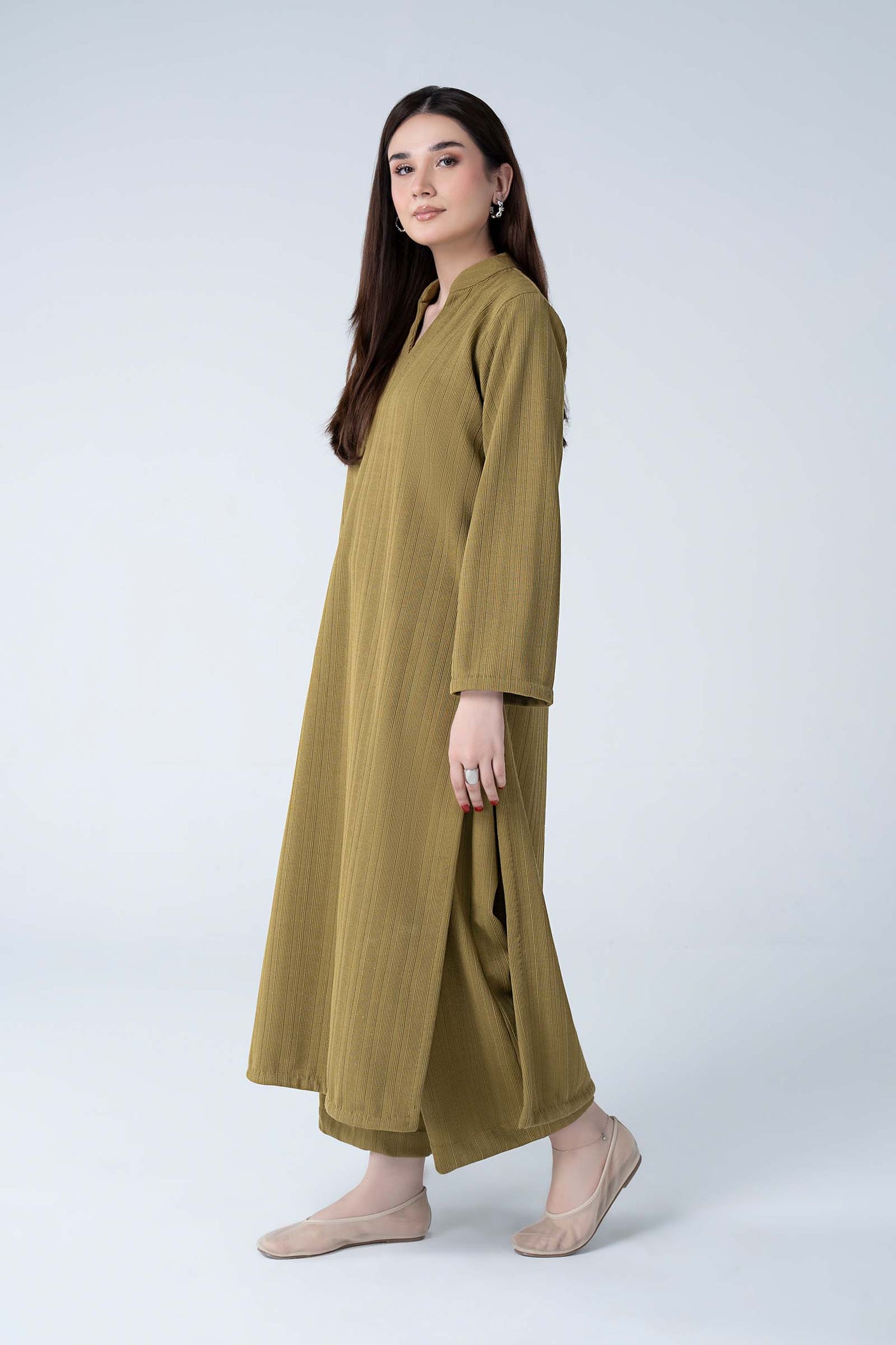 2 Pc Dyed Striped Knitted Suit