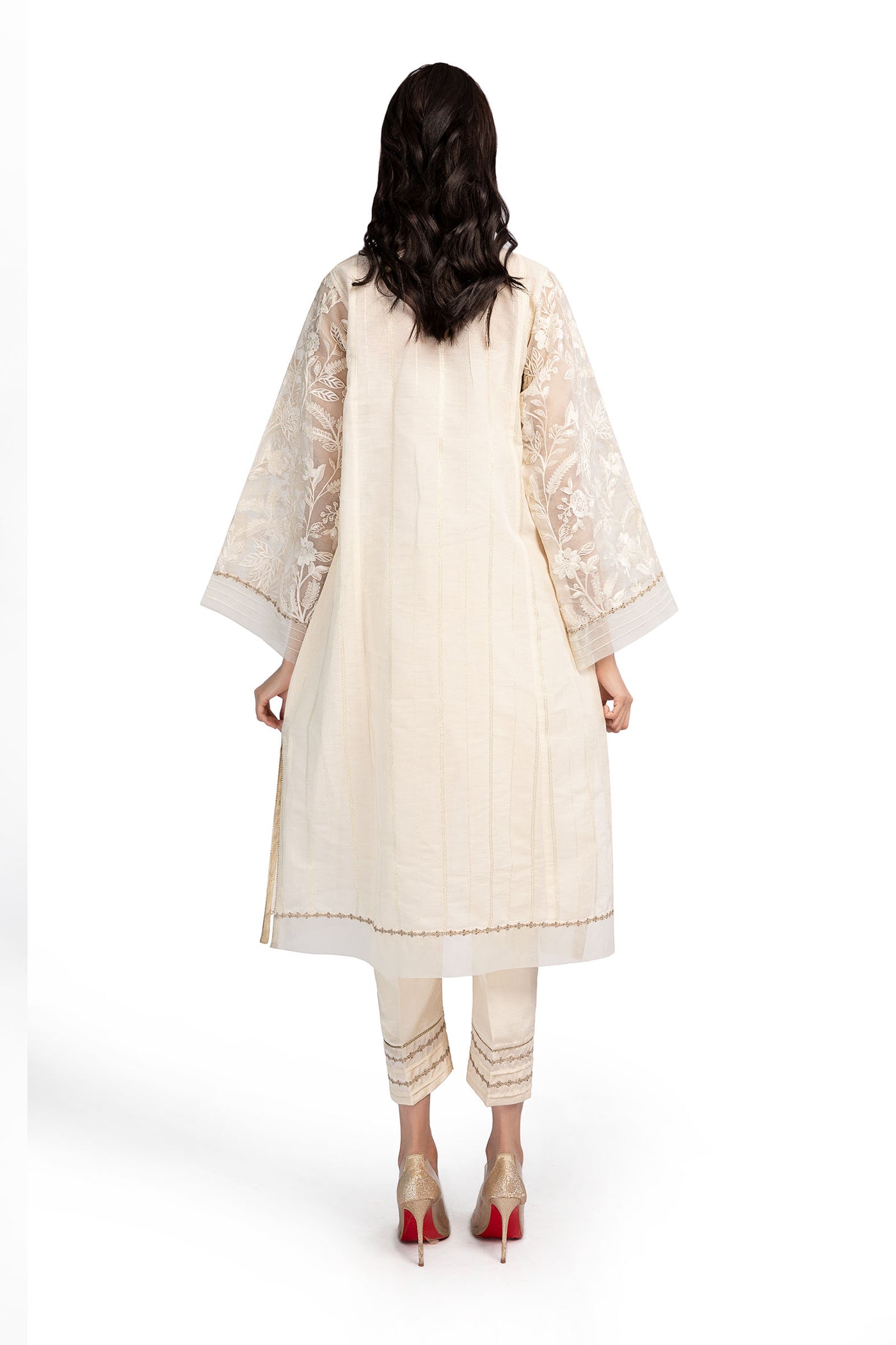 2 Pc Embroidered Raw Silk Suit