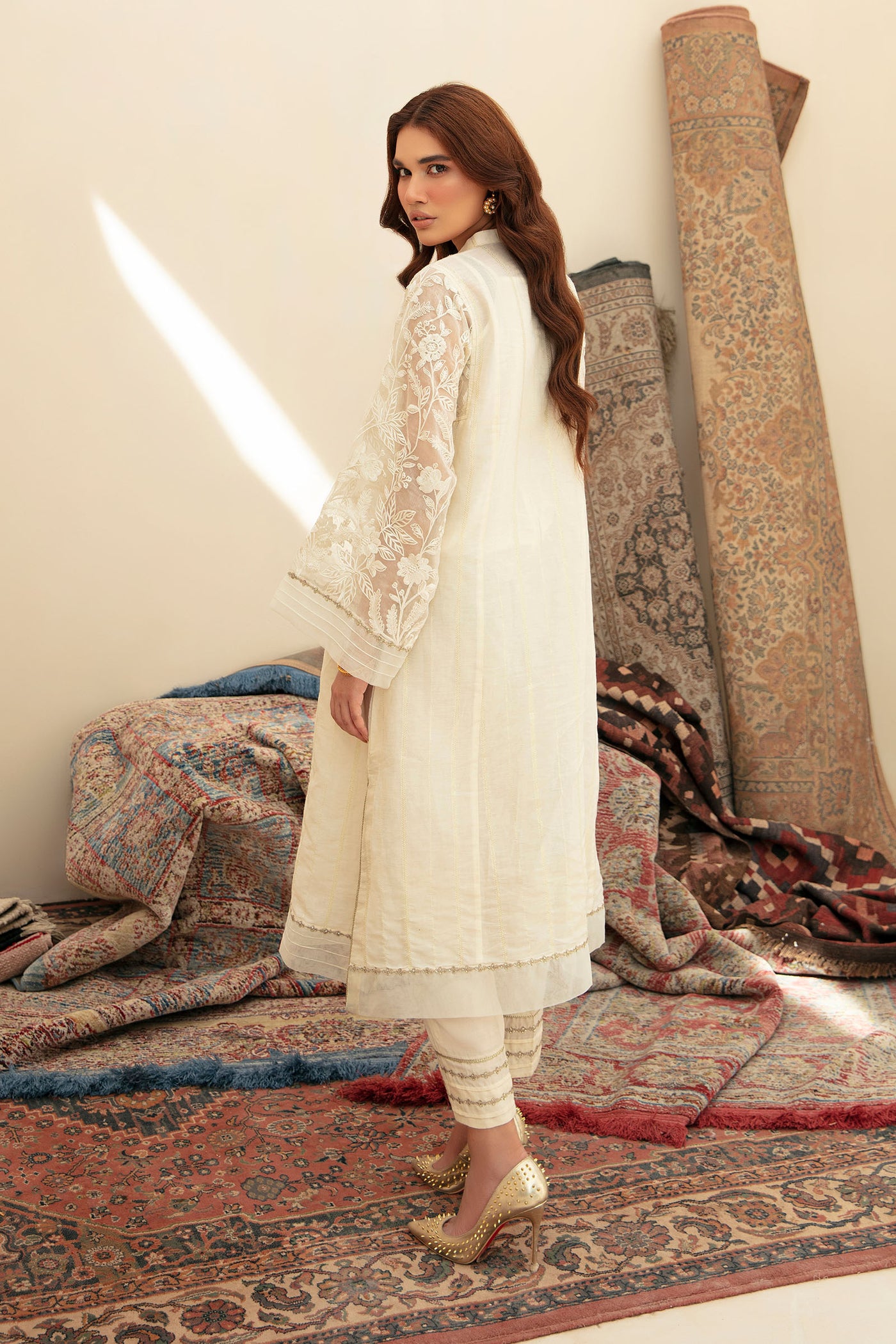 2 Pc Embroidered Raw Silk Suit