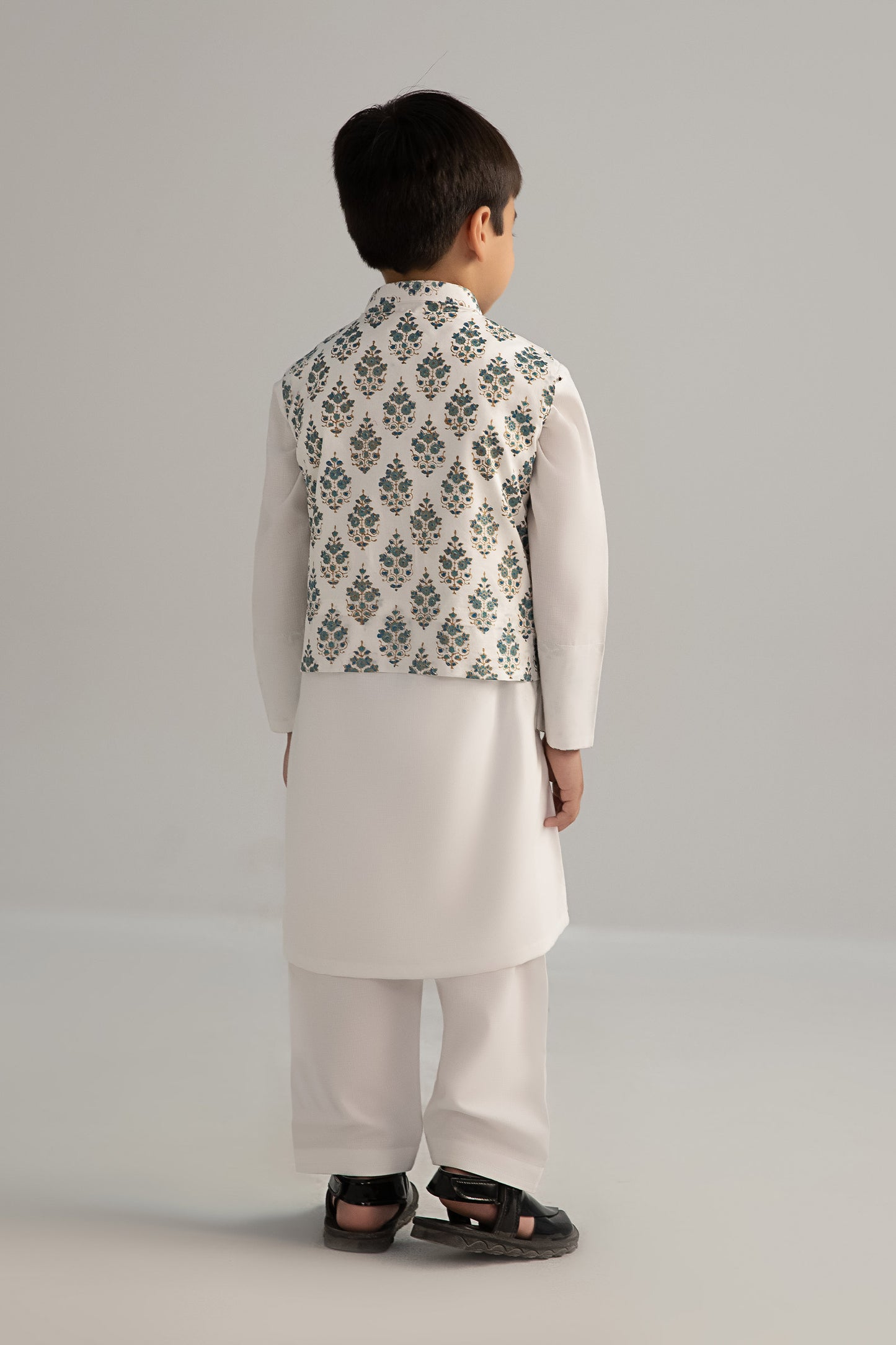 3 Piece Printed Blended Suit