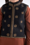3 Piece Embroidered Blended Suit