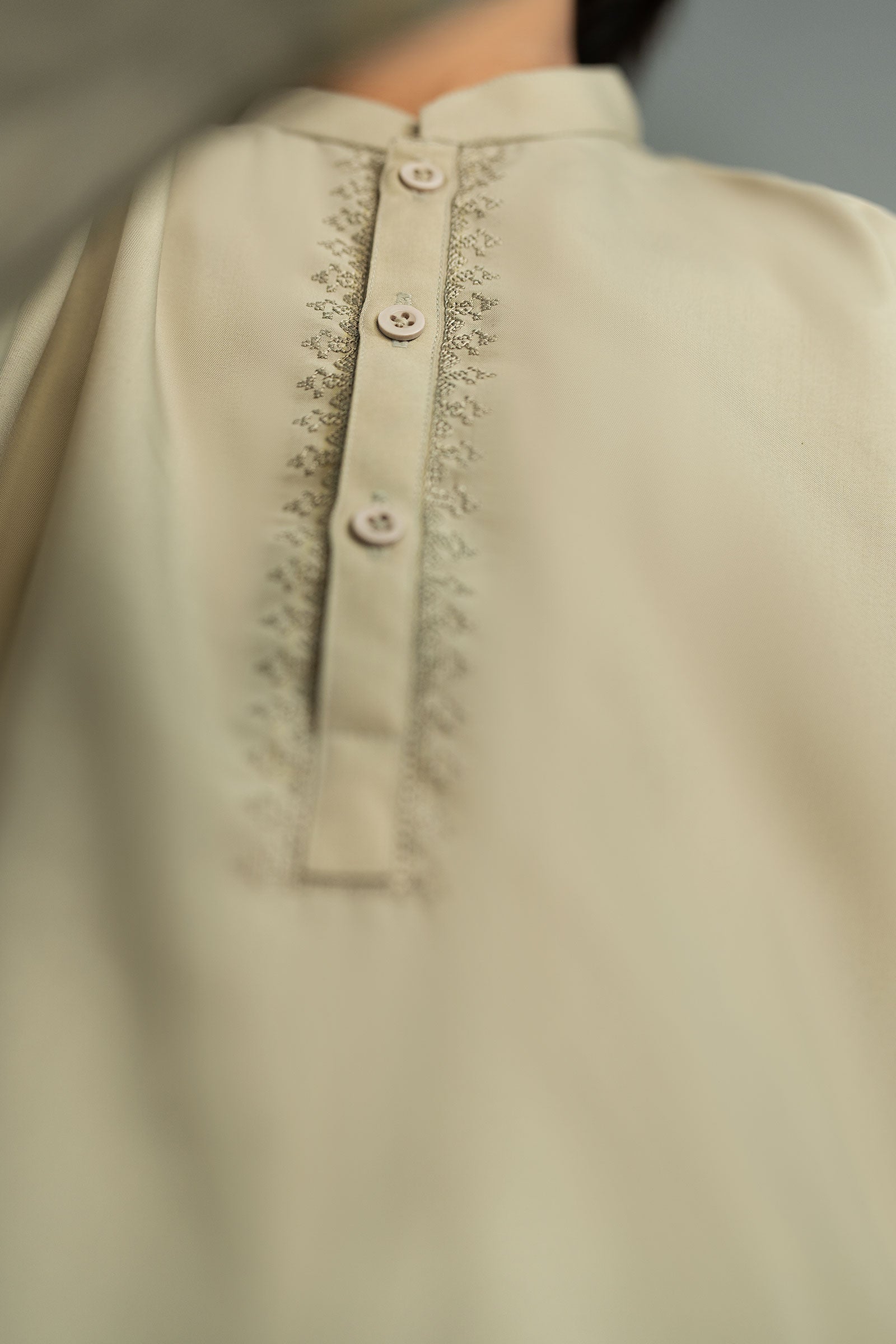 2 Piece Embroidered Blended Suit