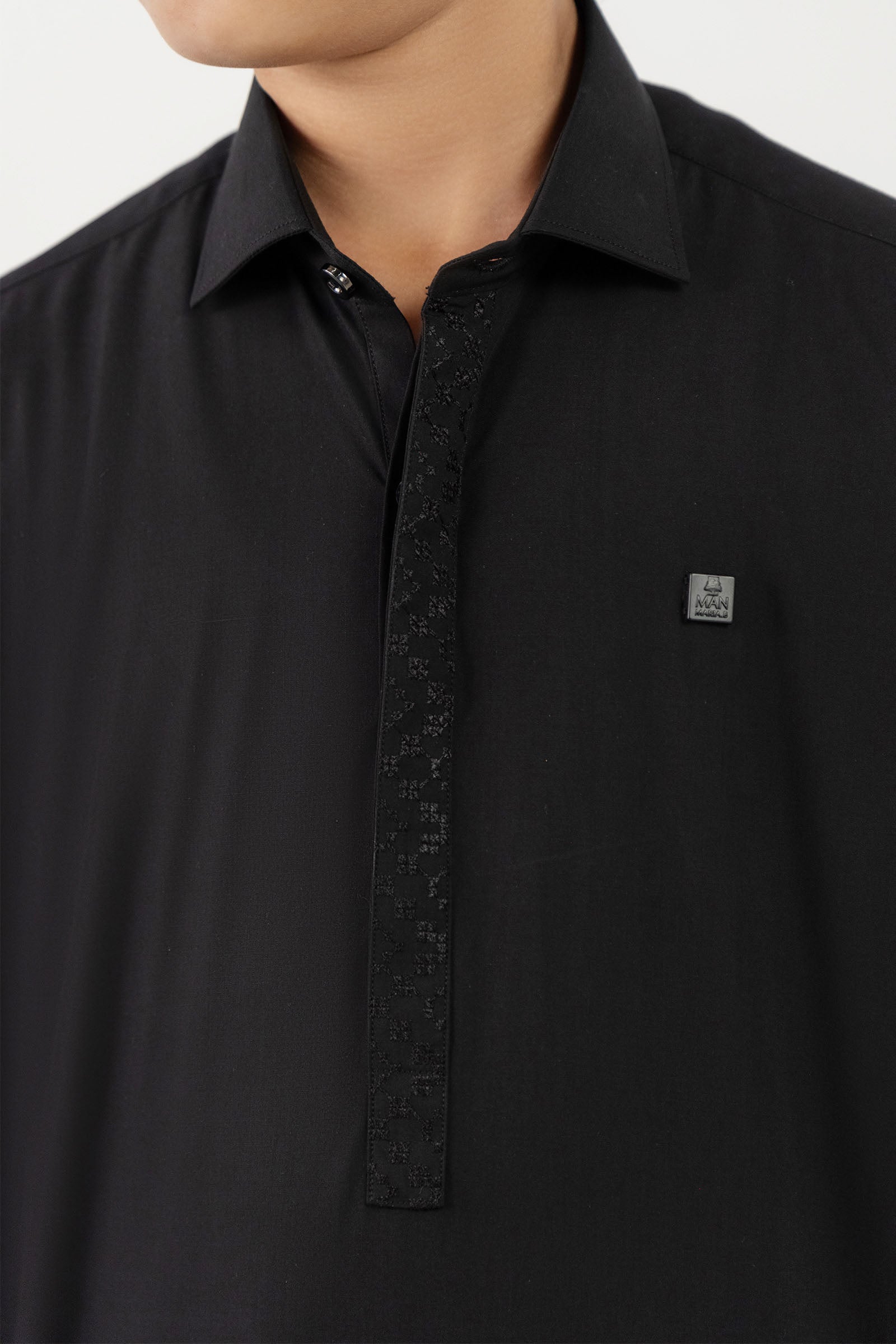 2 Piece Embroidered Blended Suit