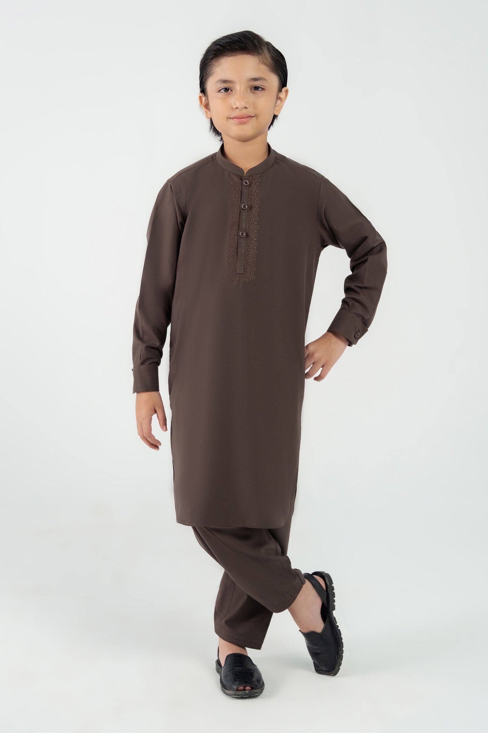 2 Piece Embroidered Blended Suit