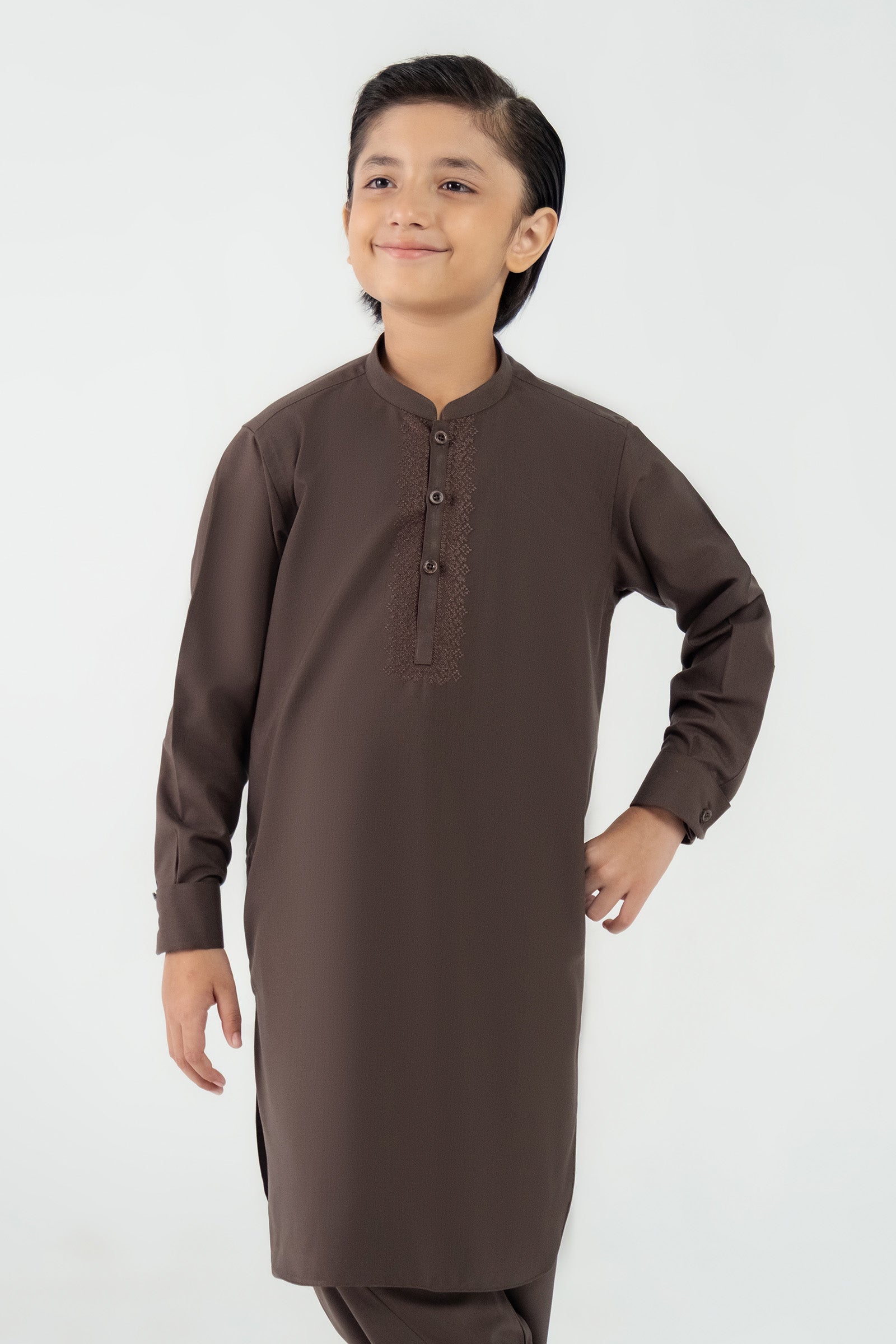 2 Piece Embroidered Blended Suit