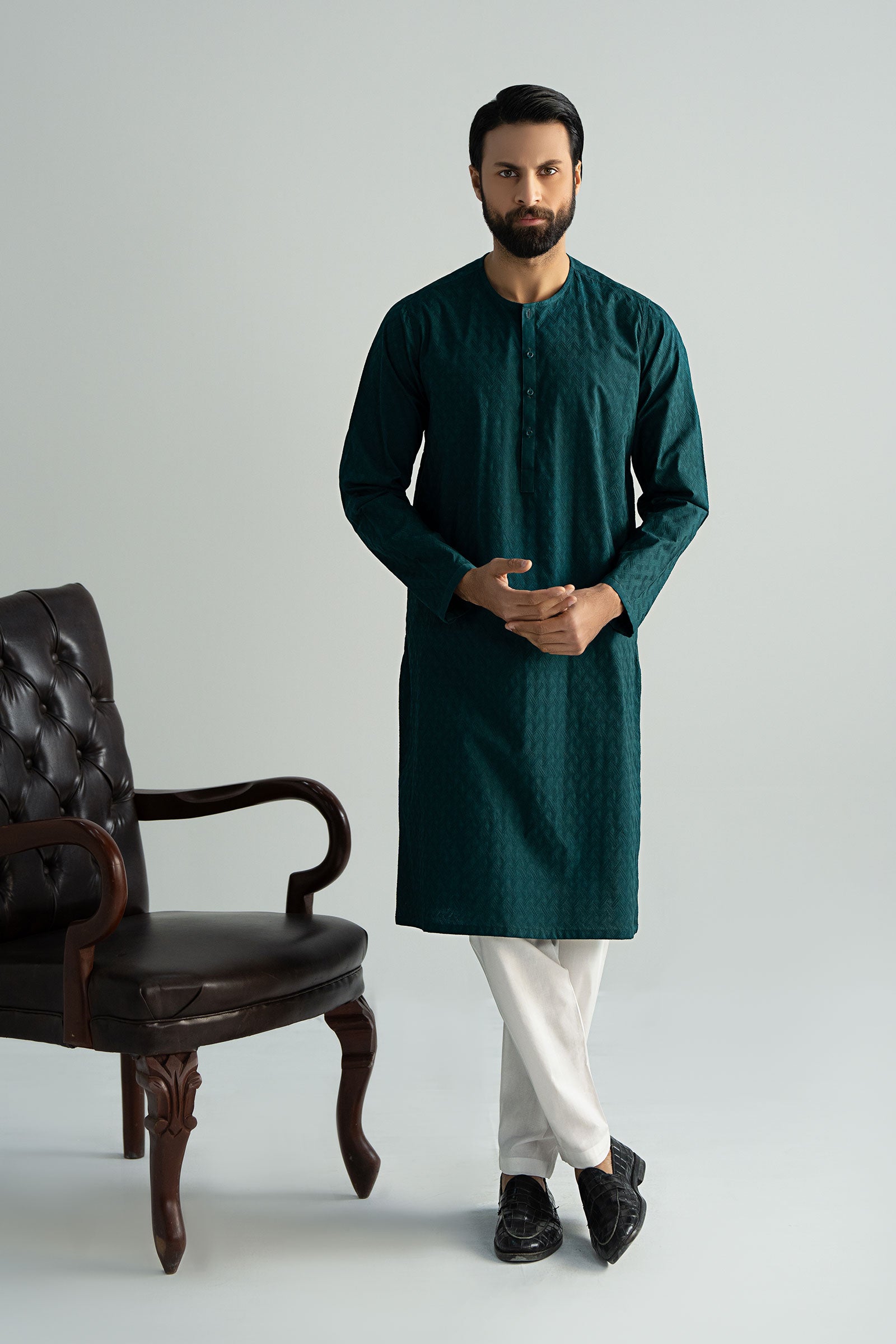Embroidered Cotton Kurta