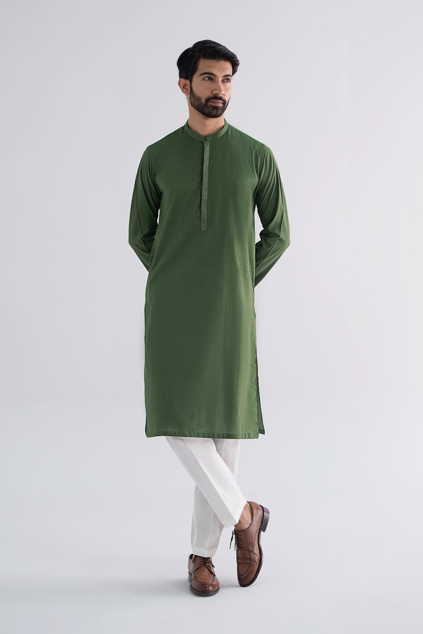 Embroidered Jacquard Kurta