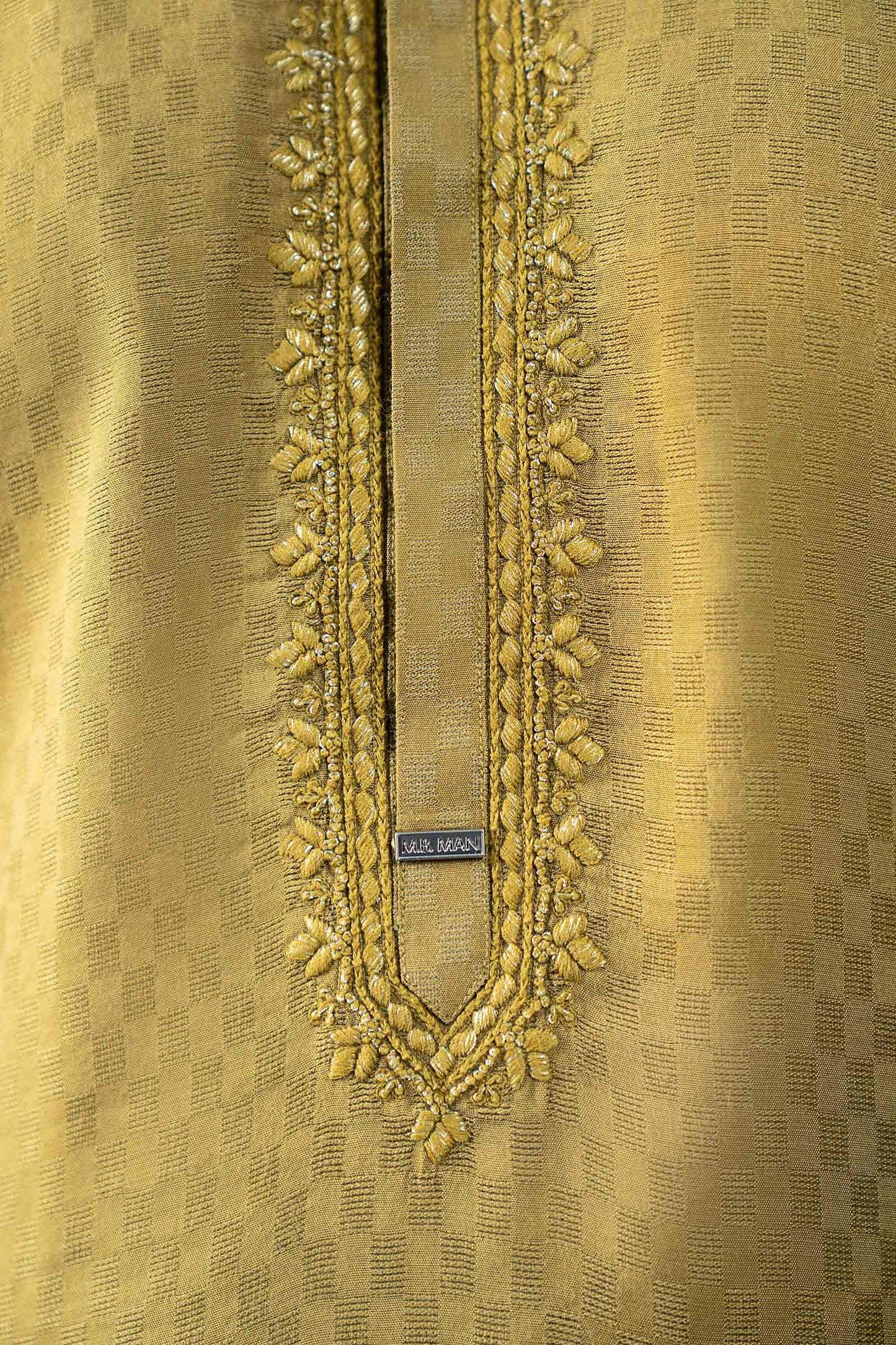Hand-Embroidered Cotton Jacquard Kurta
