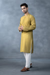 Hand-Embroidered Cotton Jacquard Kurta