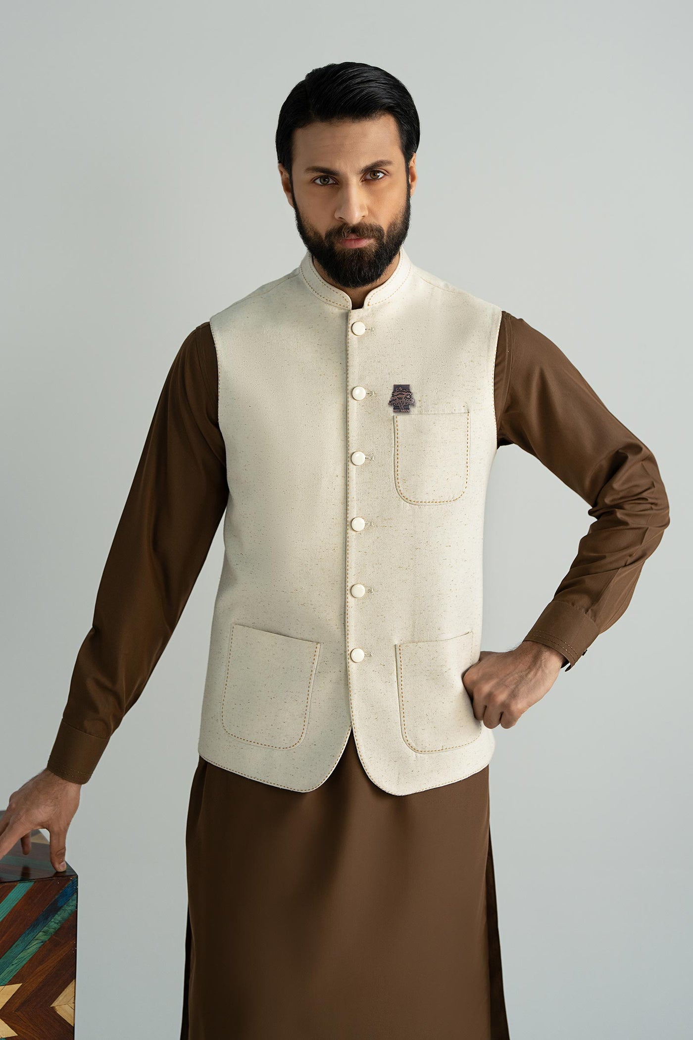 Natural Karandi Waistcoat | MBM-WC25-04