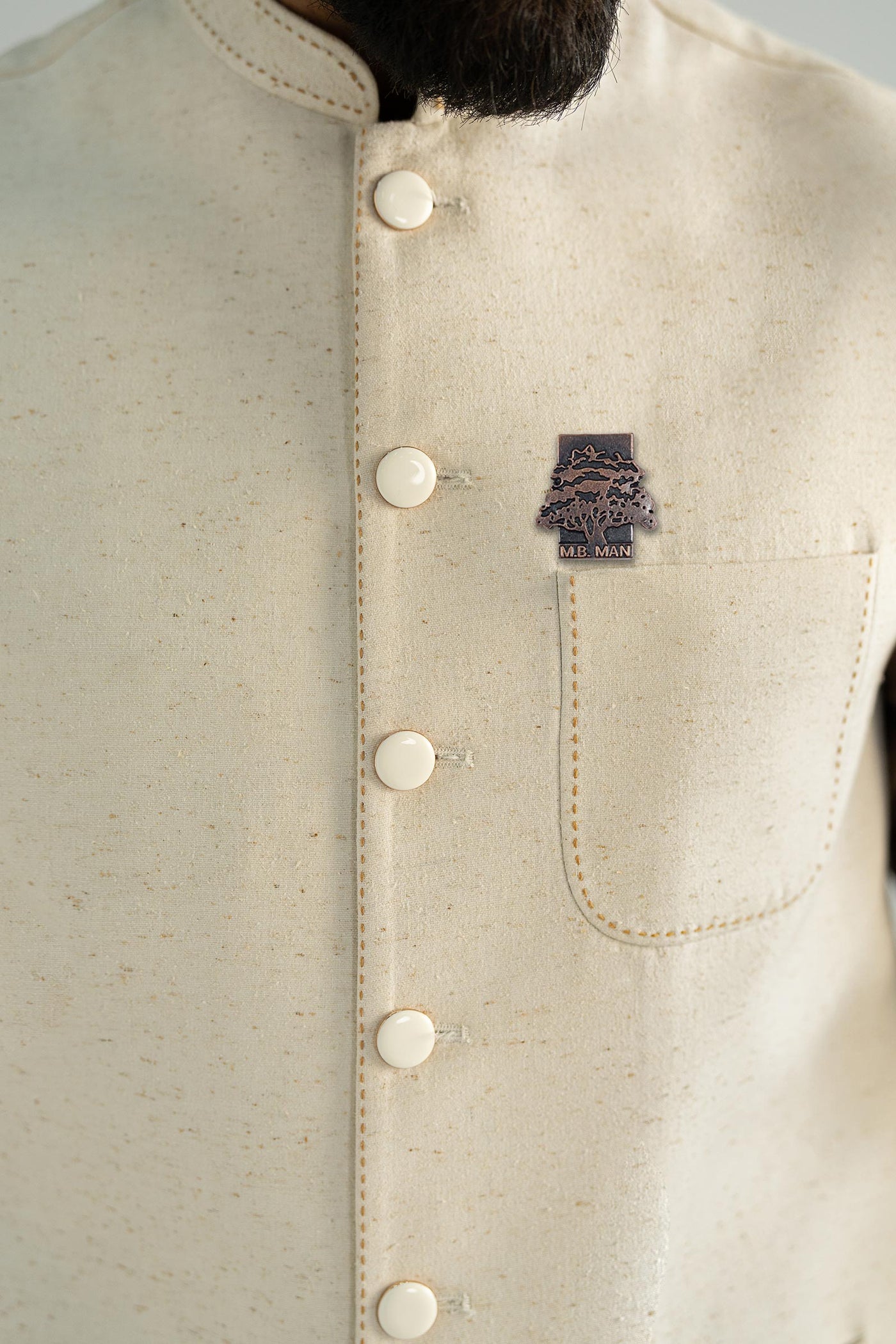 Natural Karandi Waistcoat | MBM-WC25-04