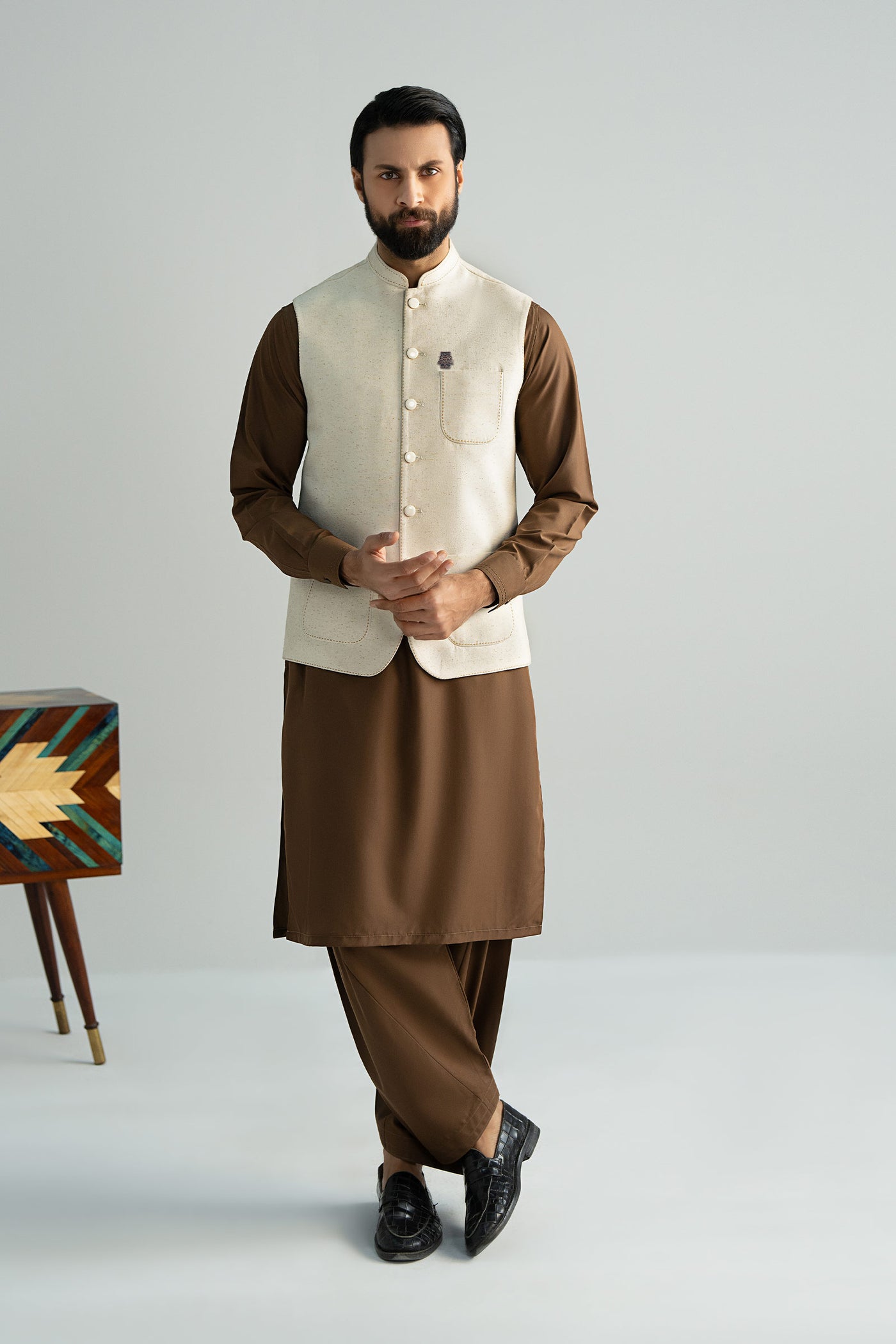Natural Karandi Waistcoat | MBM-WC25-04