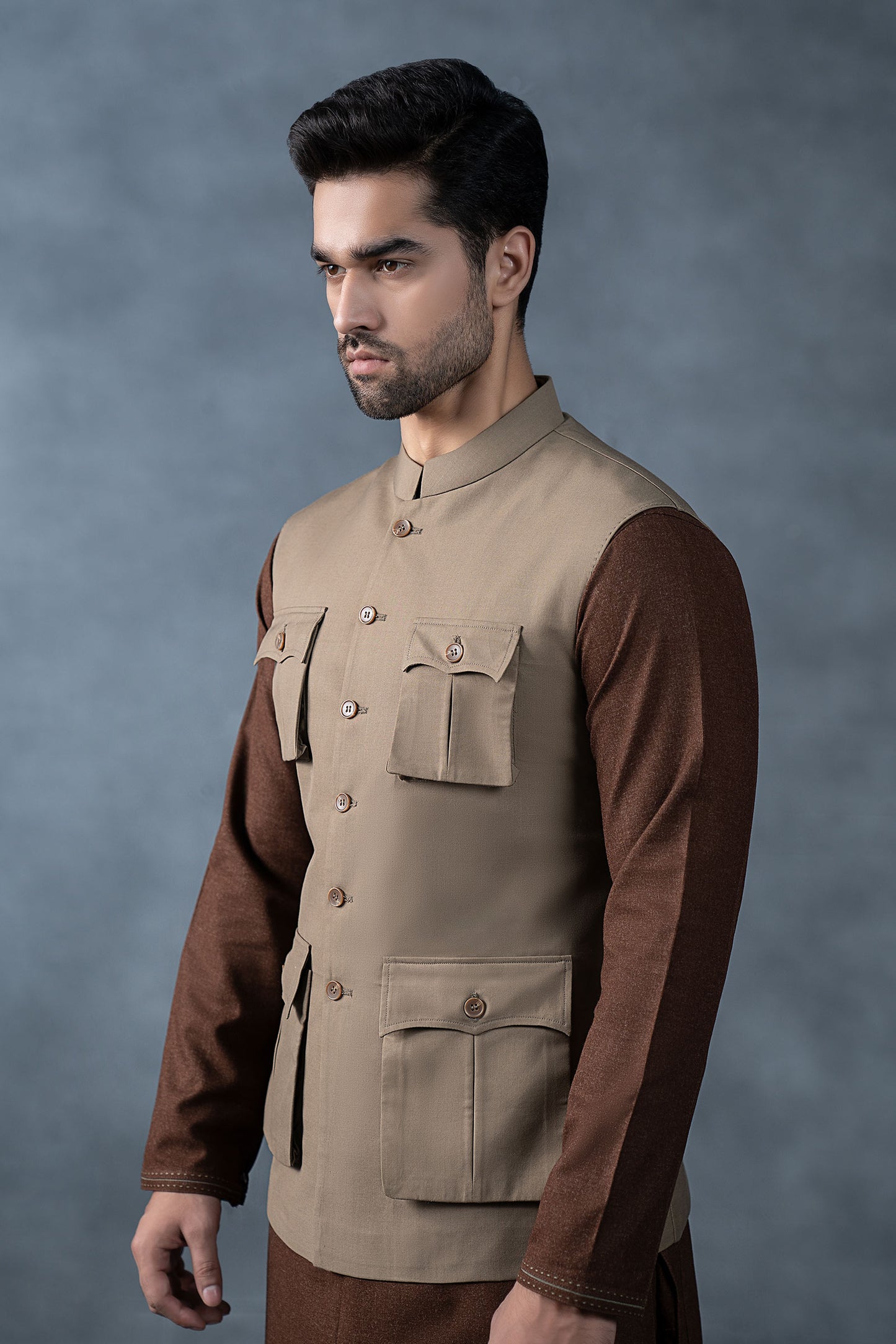 Tropical Khakki Waistcoat