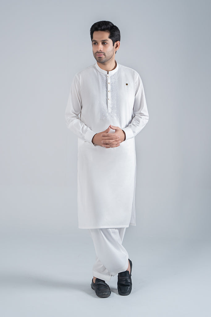 2 Piece Embroidered Cotton Suit | MBMS-2P25-01