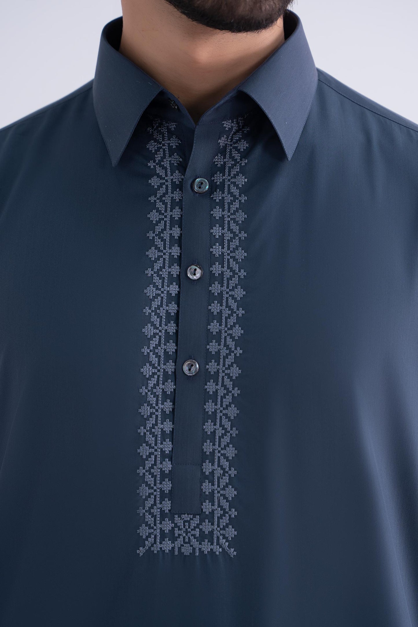 2 Piece Embroidered Blended Suit