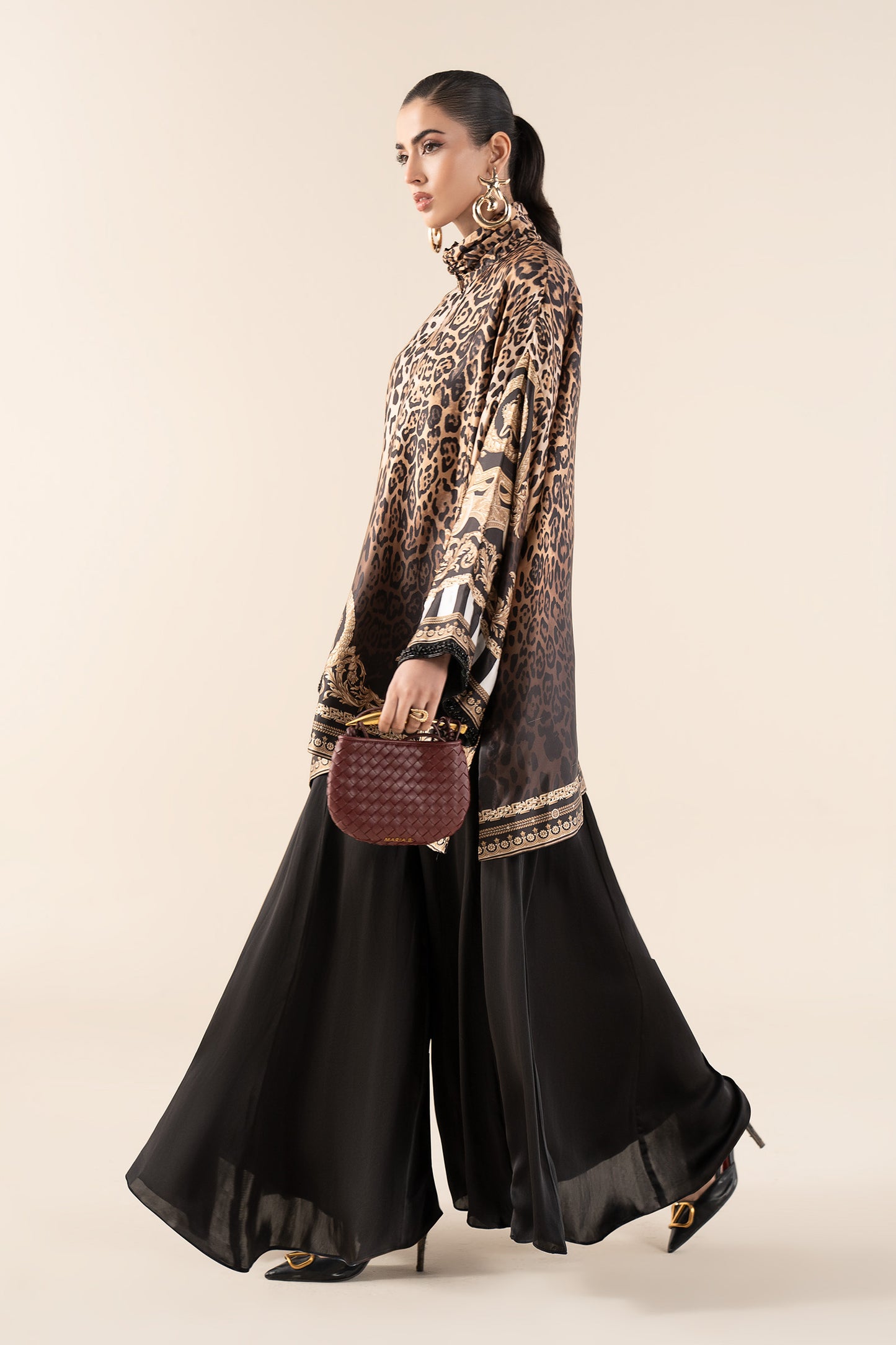2 Piece Embroidered Satin Silk Suit