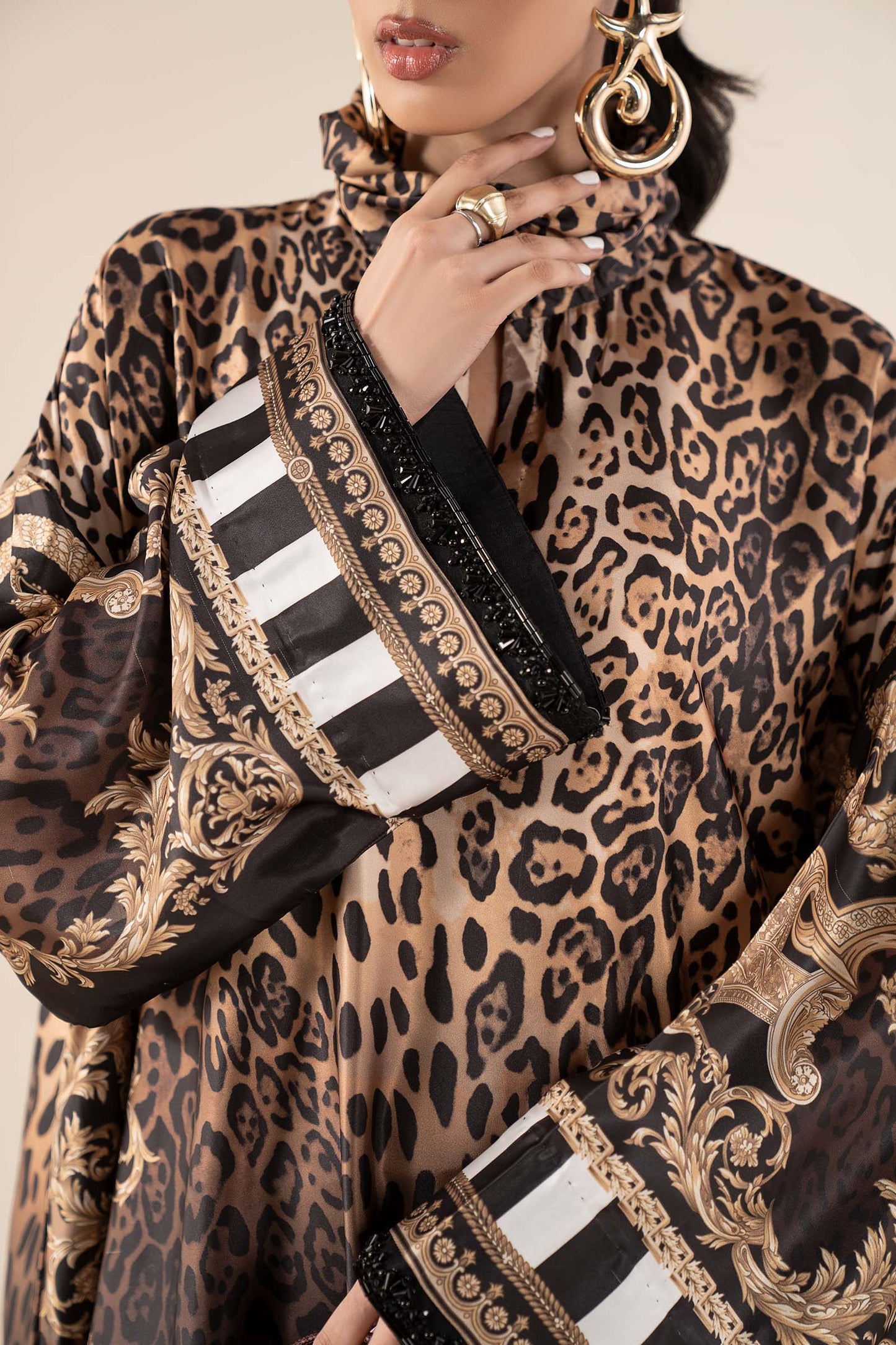 2 Piece Embroidered Satin Silk Suit
