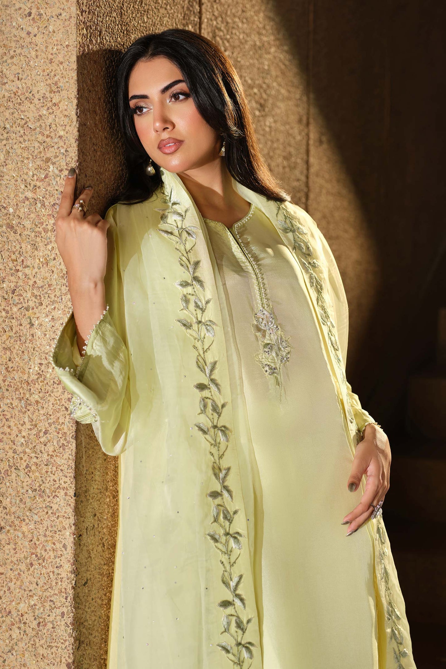 3 Piece Embroidered Tassel Silk Suit