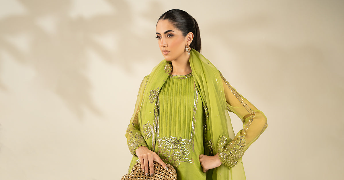 3 Piece Embroidered Organza Suit