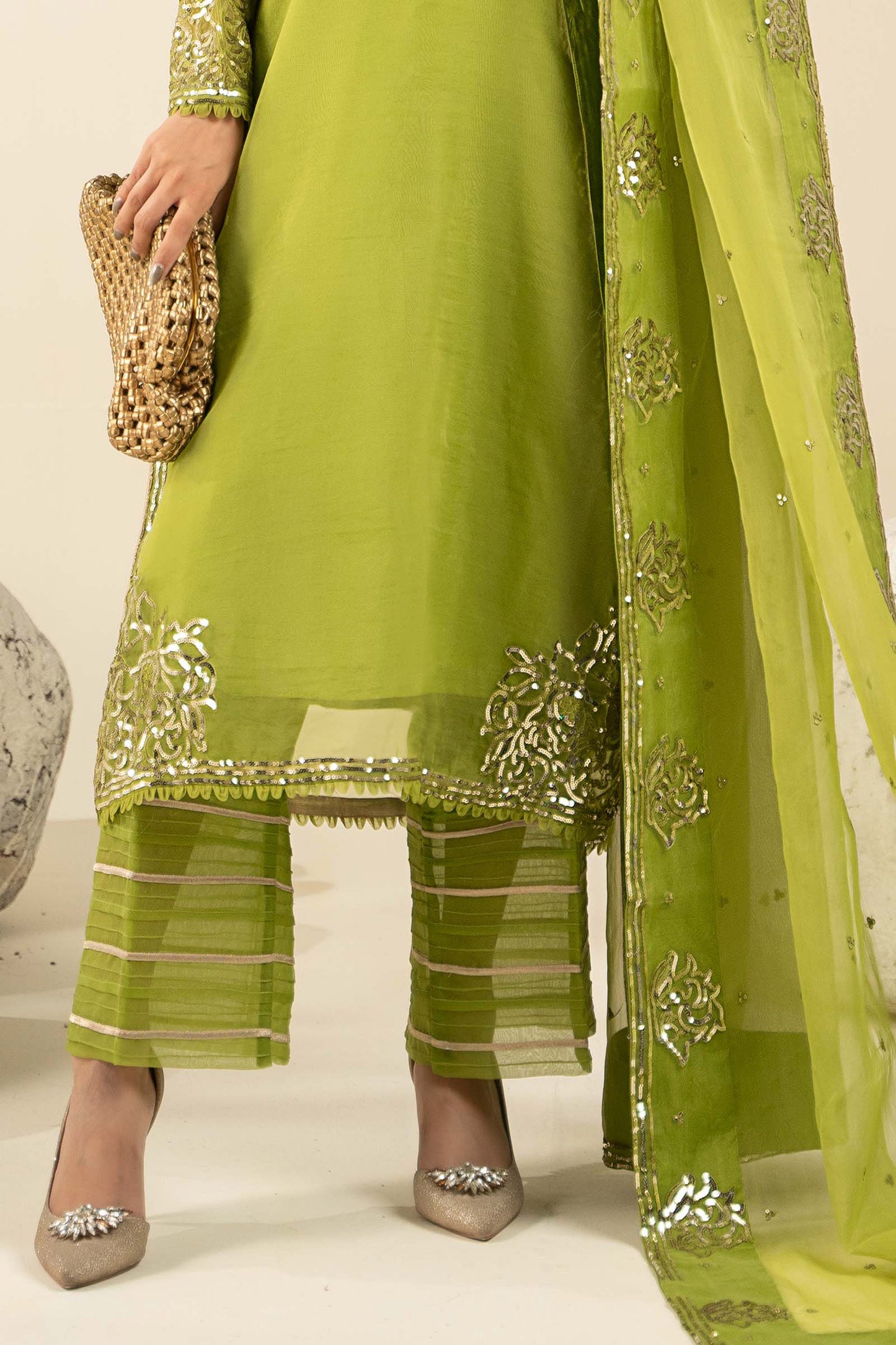 3 Piece Embroidered Organza Suit