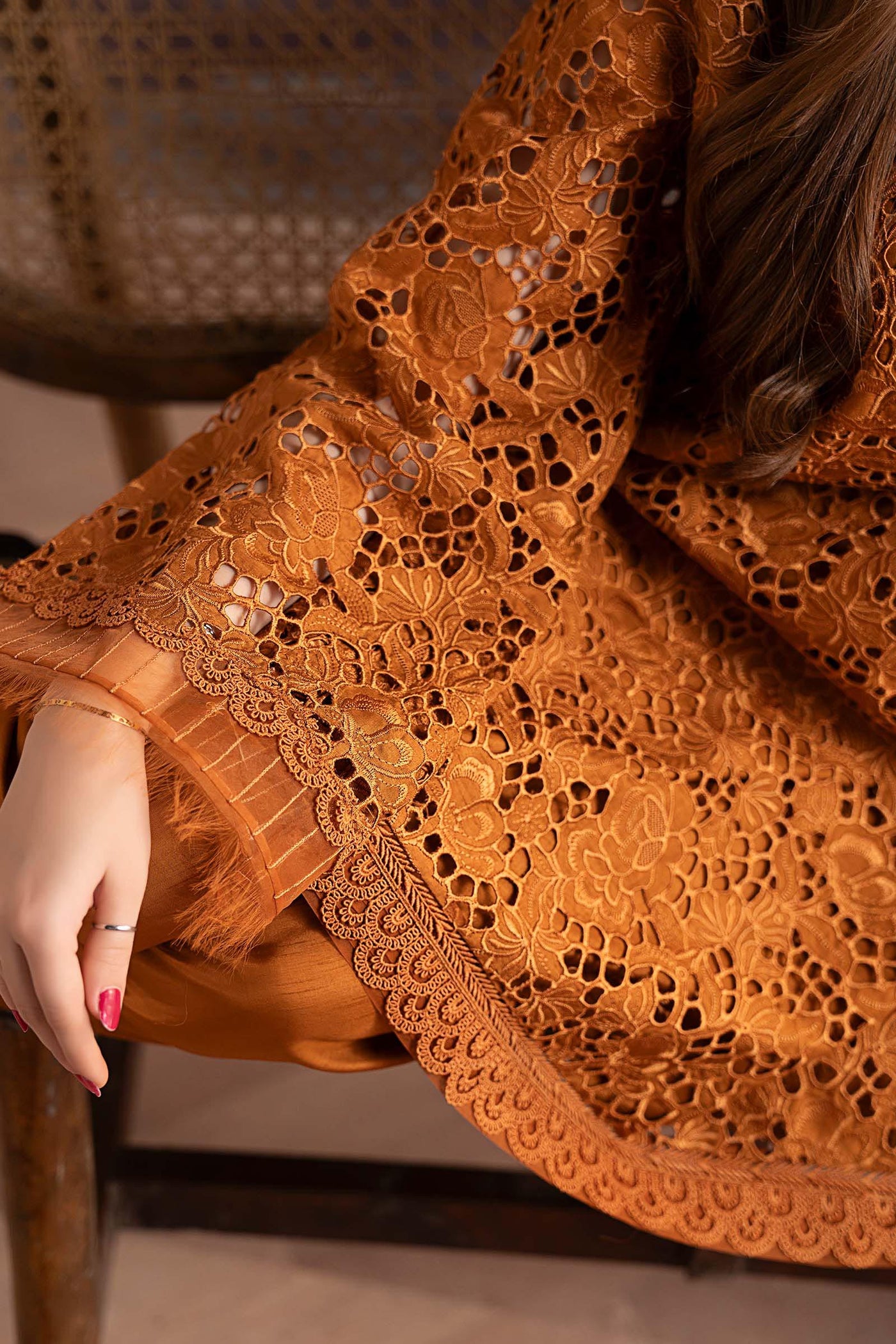3 Piece Embroidered Tissue Silk Suit